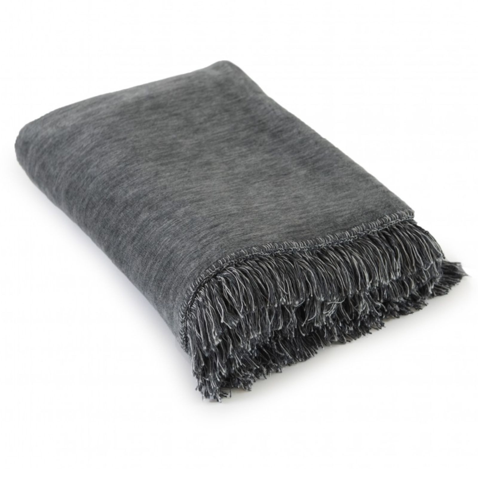 Wohndecke Wohndecke mit Fransen (150×200 cm), 60% Baumwolle, grau, Decke Wohlfühldecke Heimtextilien Alltagsdecke Tagesdecke