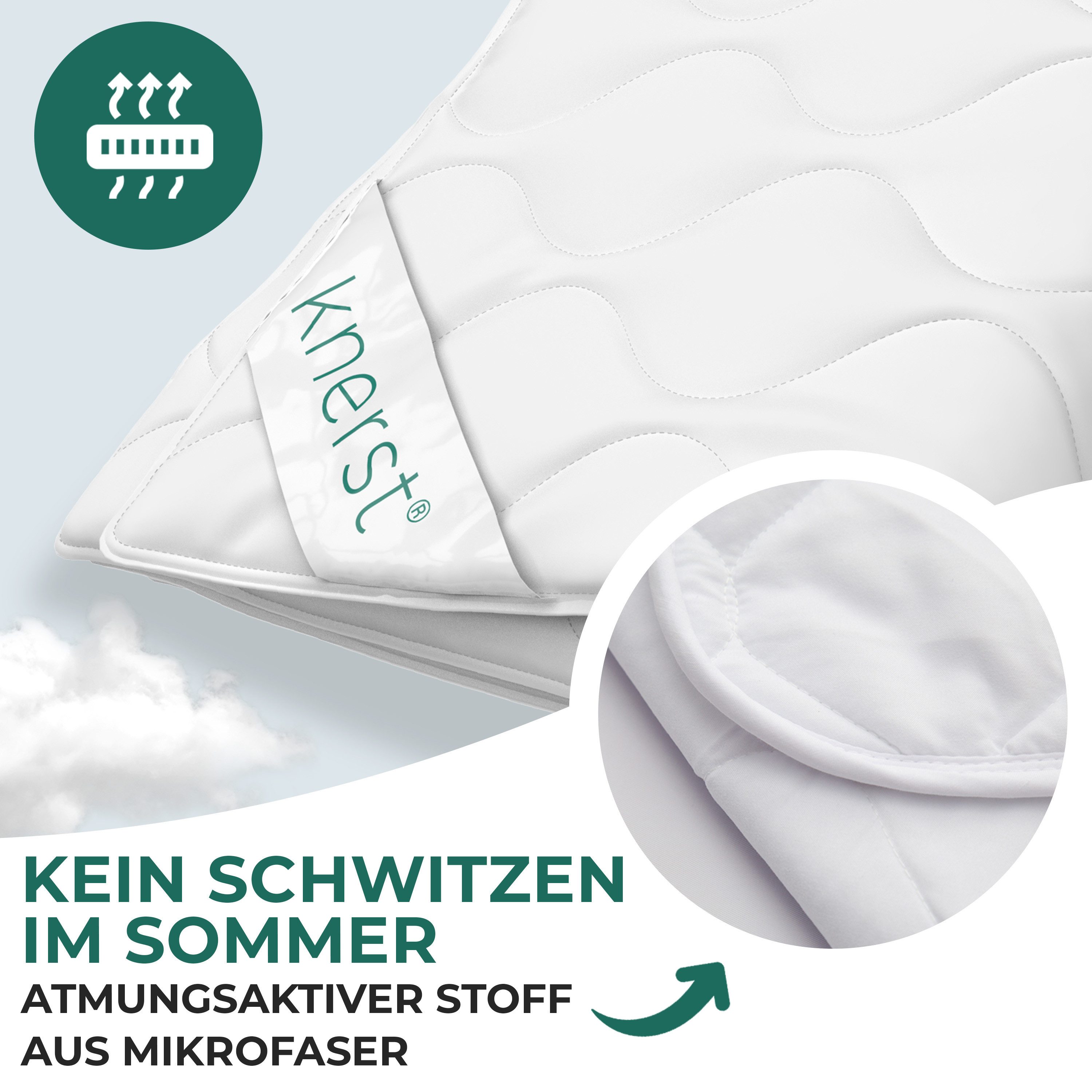 KNERST Microfaserbettdecke Allergiker Bettdecke Atmungsaktiv Klimafaser Steppdecke, Füllung: Klimafaser-Polyesterfüllung, Bezug: Polyester, Sommerdecke, 240x220 cm, Klimafaserfüllung, allergikerfreundlich