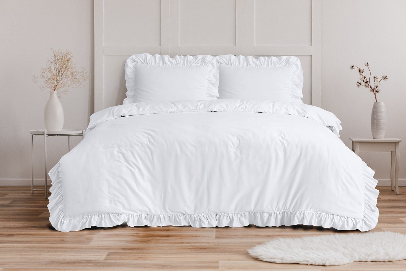 Sitheim-Europe Bettwäsche Ruffles Bettbezug & Kissenbezüge, Mikrofaser, 3 teilig