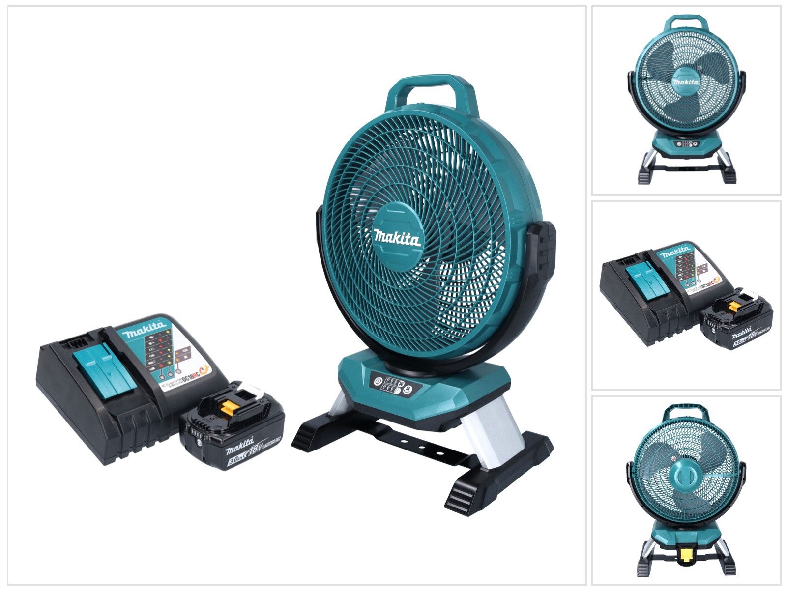 Makita Akku-Standventilator DCF 301 RF1 Akku Ventilator Lüfter 18 V 33 cm + 1x Akku 3,0 Ah + Lade
