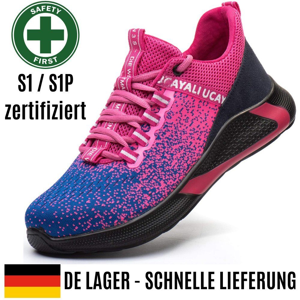 Home & Joy S1 / S1P zertifizierter Sicherheitsschuh (durchtrittsicher, bequem, leicht, rutschfest, atmungsaktiv) Stahlkappenschuhe Arbeitsschuhe Berufsschuhe sportlich elegant
