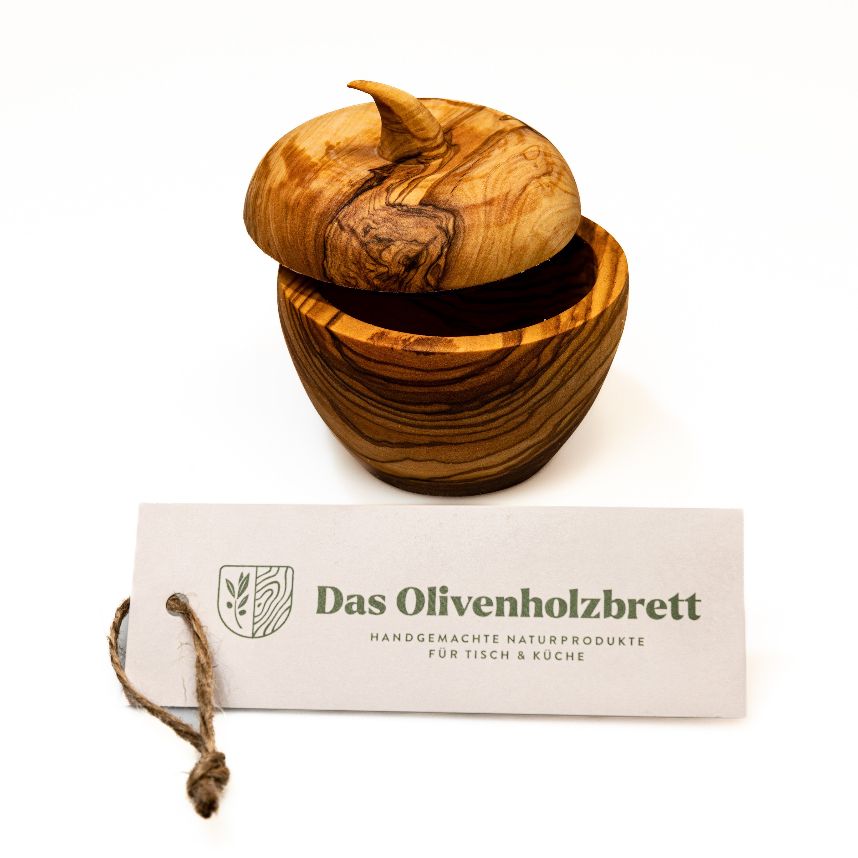 dasOlivenholzbrett Aufbewahrungsdose Dose in Apfelform aus Olivenholz günstig online kaufen