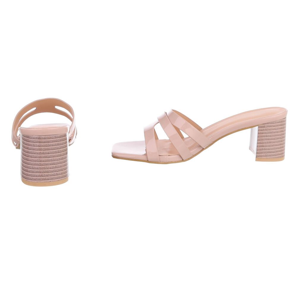 Ital-Design Damen Sandalette mit Blockabsatz und Riemen Pantolette (91971142) Blockabsatz Sandalen & Sandaletten in Altrosa – Bild 5 von 5
