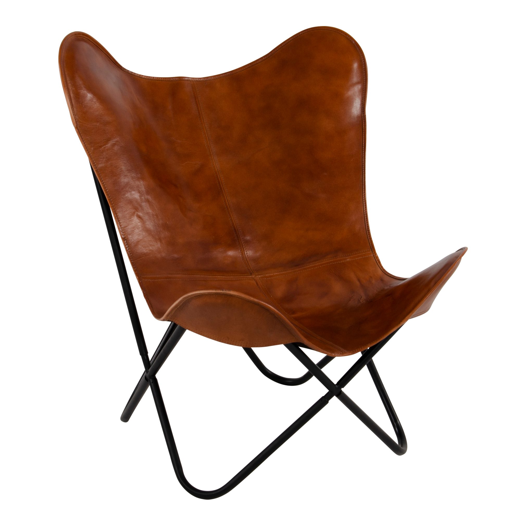 habeig Cocktailsessel Butterfly Chair, Echtleder, Cognac-Braun, günstig online kaufen