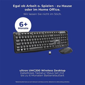Ultron UMC300 Kabelloses Tastatur-Maus-Set Tastatur- und Maus-Set, Deskset, Multimediatasten, QWERTZ, kabellos, Set