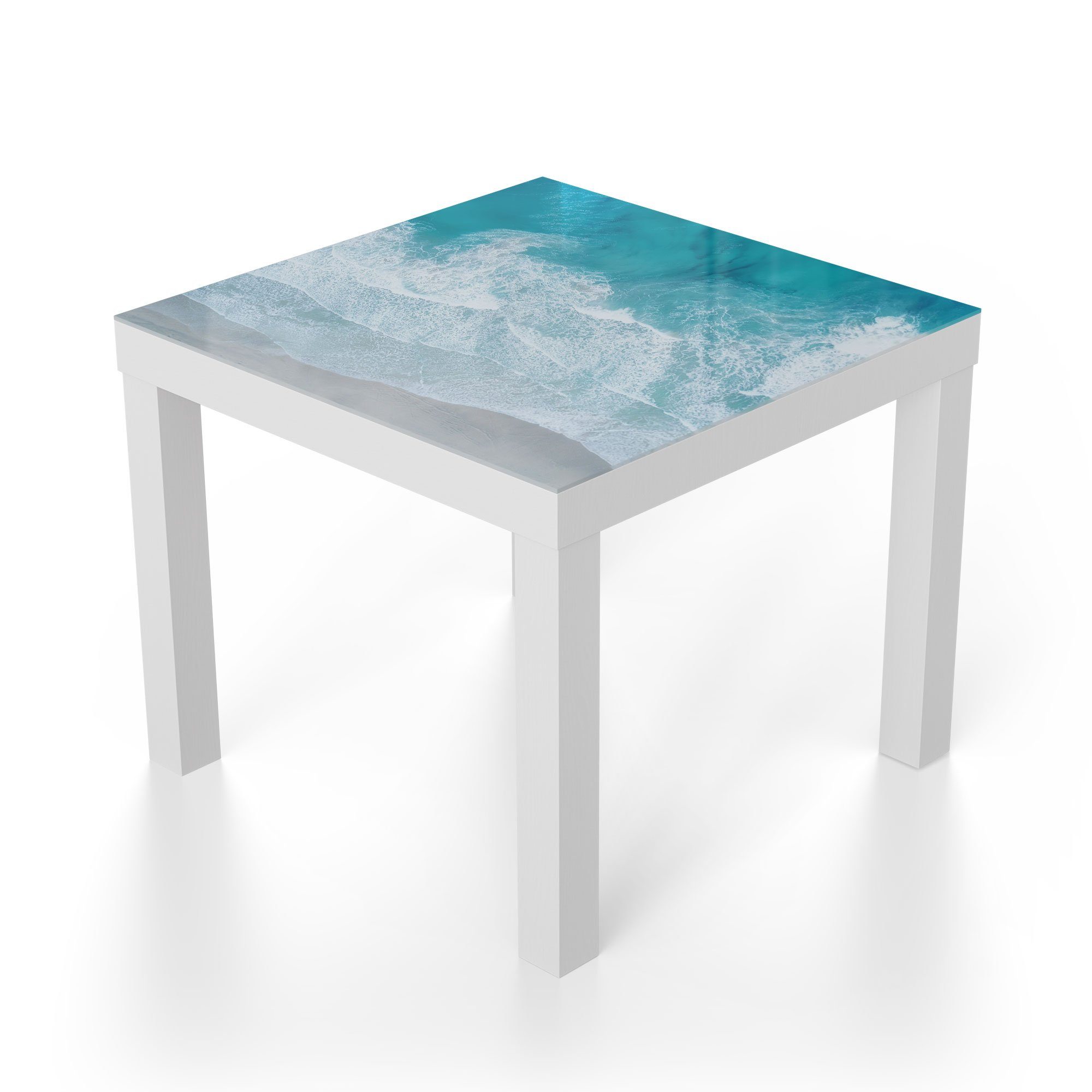 'Meeresbrandung von Glas Glastisch Couchtisch modern Beistelltisch oben', Weiß DEQORI