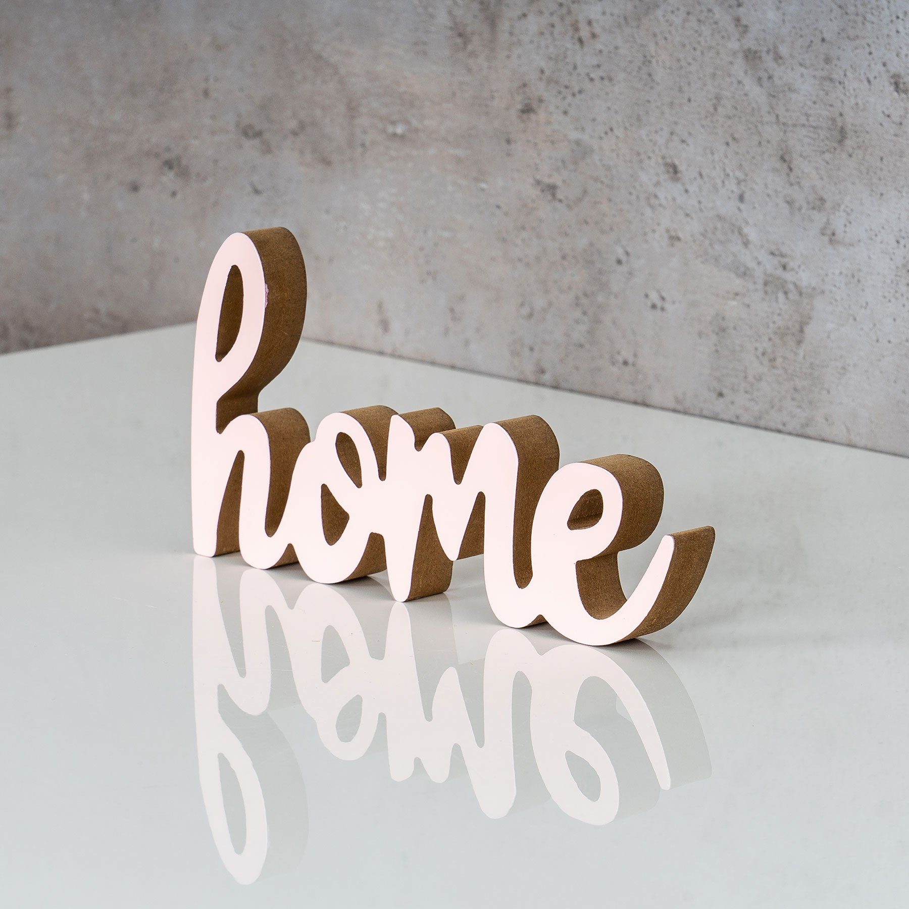 Levandeo® Deko-Schriftzug, Schriftzug Home L20cm Pastell Rosa Holz Tischdeko Deko Aufsteller