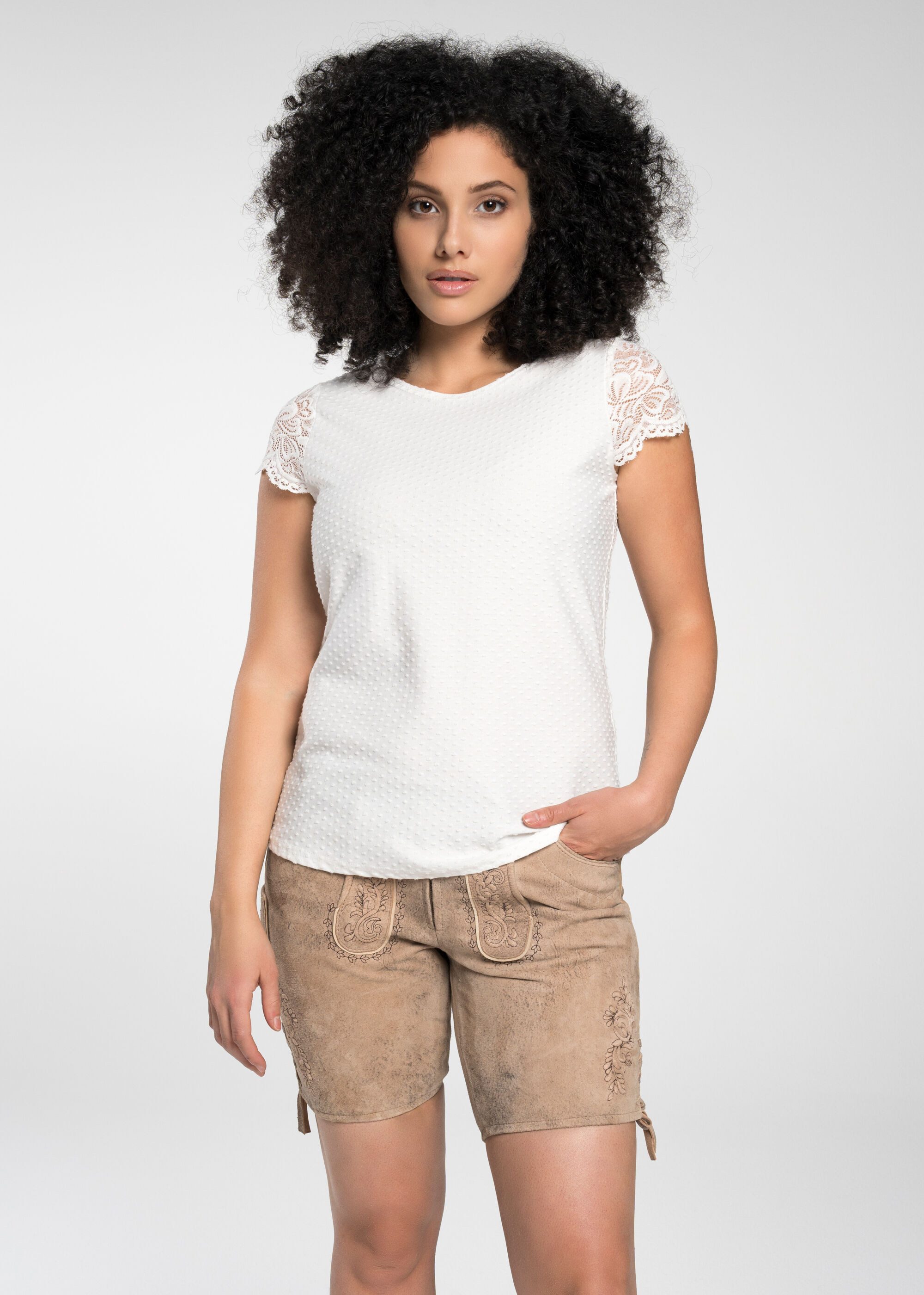 Spieth & Wensky Dirndlbluse Fanja (1-tlg) mit Punktemuster günstig online kaufen