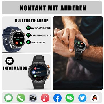 HYIEAR Smartwatch Damen Herren, IP68 wasserdicht, Kabelloses Bluetooth 5.3 Smartwatch, mit austauschbaren Armbändern, Ladekabeln Drei Paar Ohrstöpse, Fitnessuhr