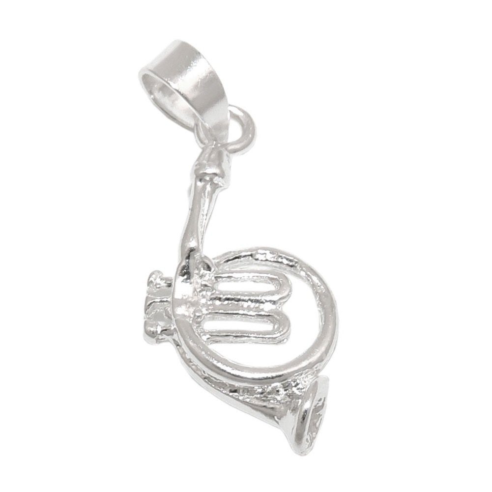 Silber Schmuckbox, 925 Silberschmuck unbespielt Horn und kleiner x inkl. Damen Anhänger für 18 mm 9 Herren Musikinstrument Kettenanhänger