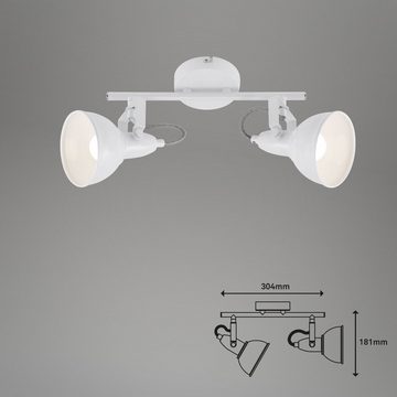 Briloner Leuchten Deckenspots 2049-026, schwenkbar, retro, ohne Leuchtmittel, Warmweiß, Deckenlampe, 30,4x10x18,1cm, Weiß, max.40W, E14, Wohnzimmer, Flur