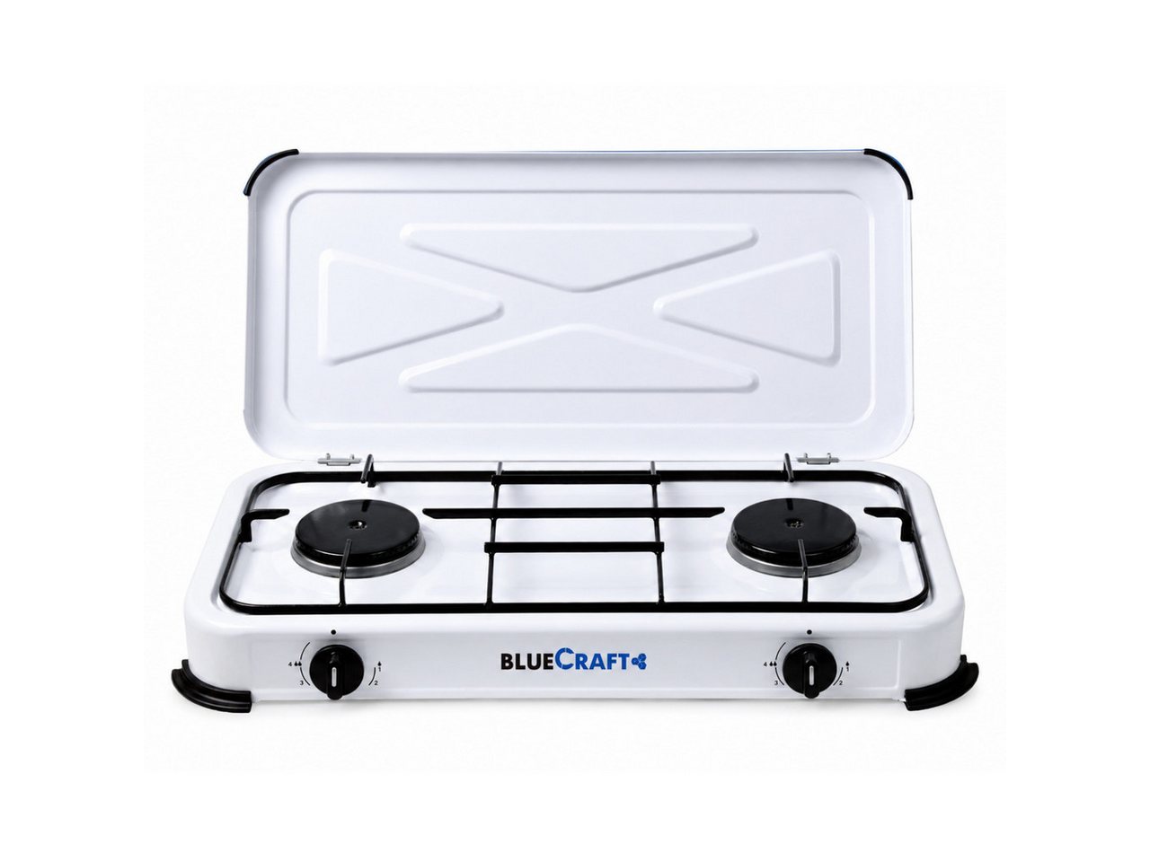 BlueCraft Gaskocher 2 flammig 50mbar Propan Gas Campingkocher 4,4 kW Gas-Kochfeld Gasherd, Camping Gas Kocher 2 flammen für Gasflasche