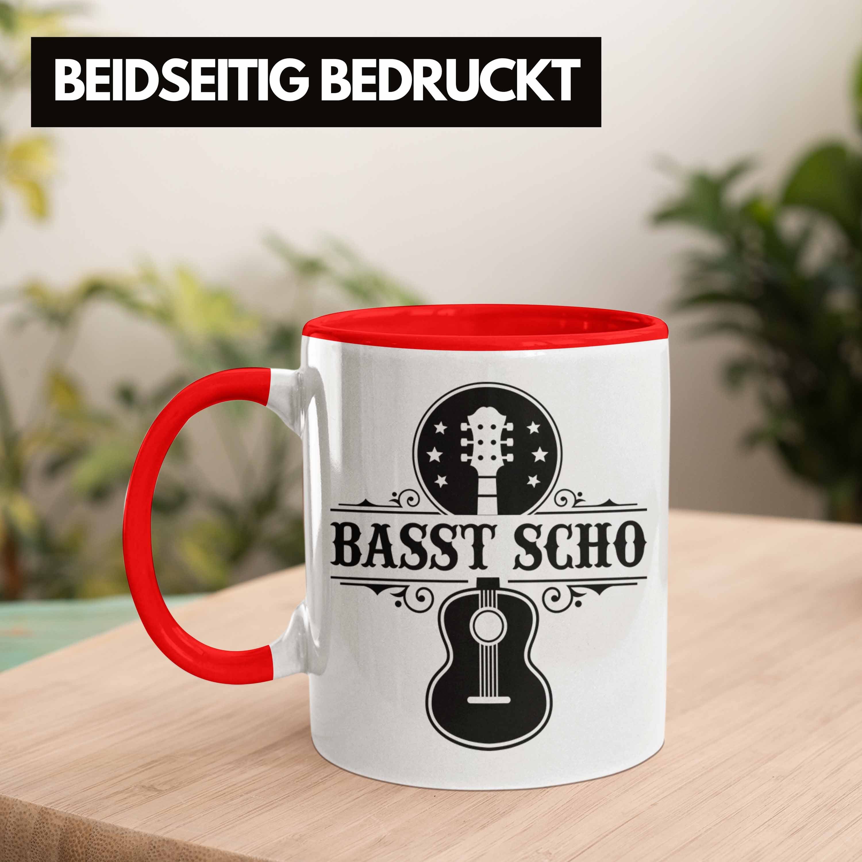 Trendation Tasse Rot S Basst Bassist Geschenkidee Kaffee-Becher Geschenk Tasse Bass-Spieler
