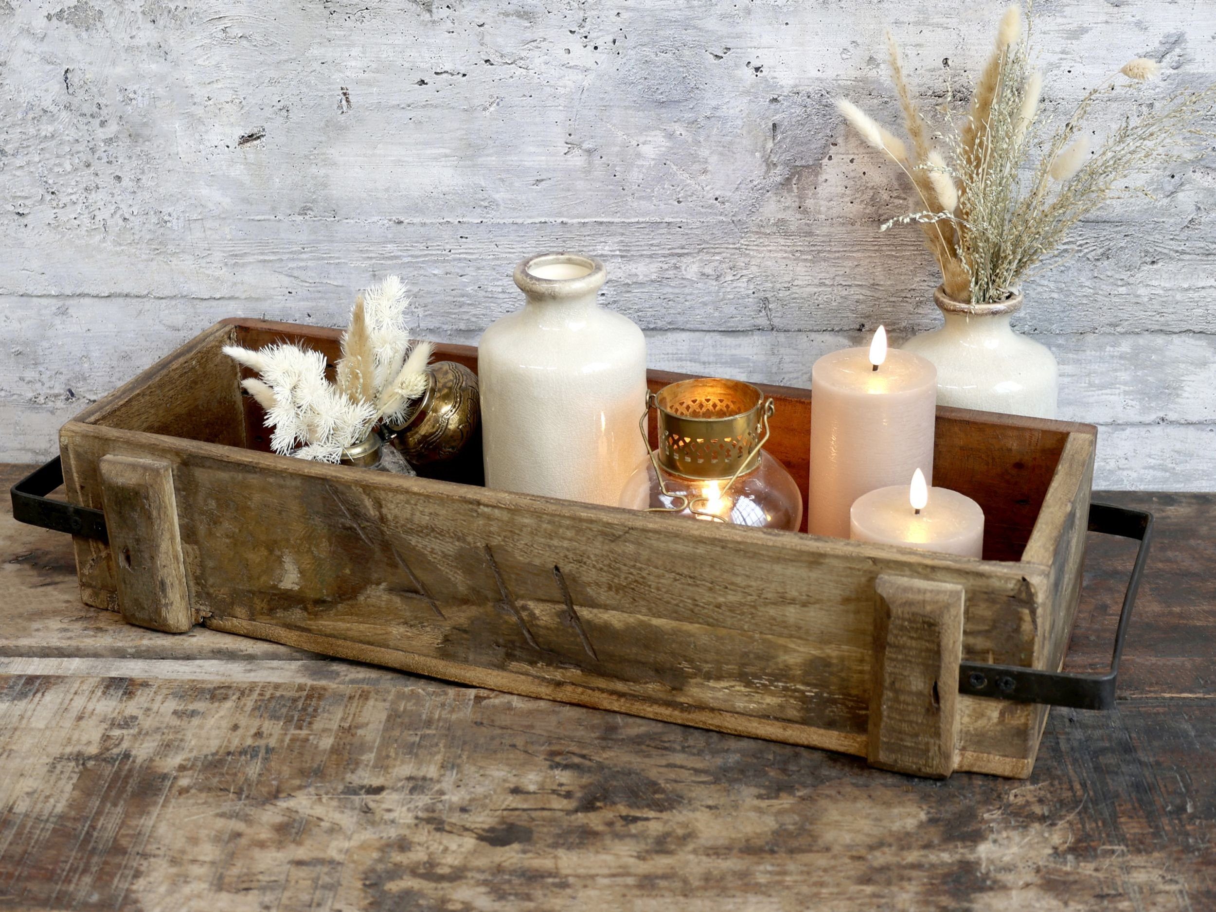 Chic Antique Holzkiste Holzkiste Kiste aus Holz Griff 68x13cm Grimaud Chic Antique 41063000