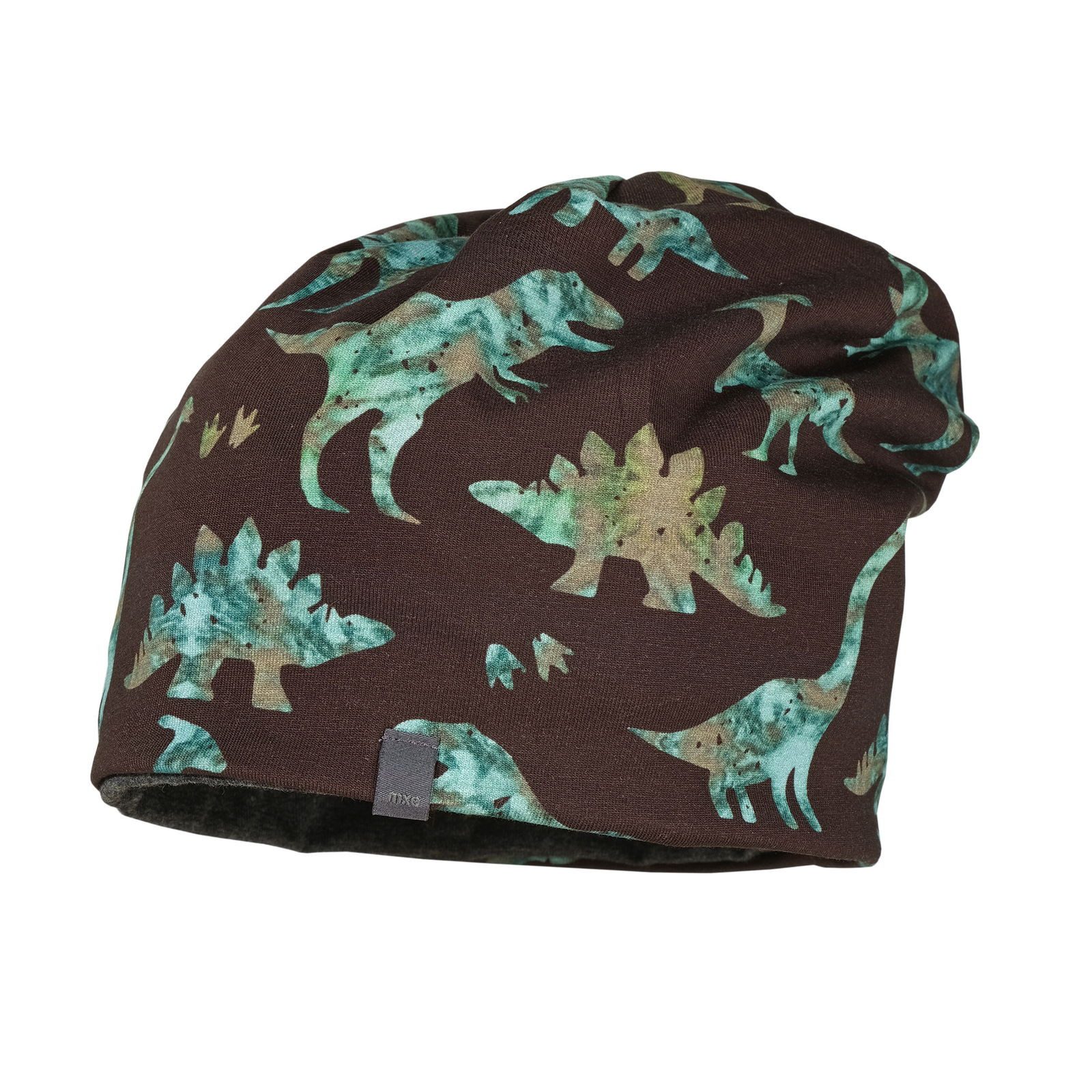 MAXIMO Strickmütze MINI-Beanie, reversible Jersey bedruckt/Jersey Mel Made in Germany