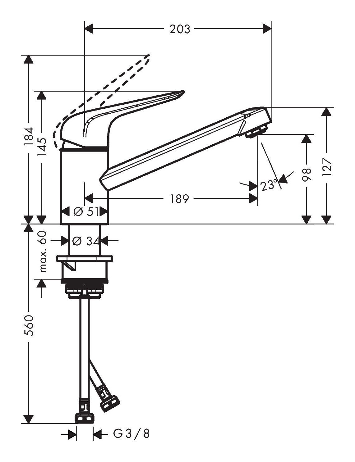 Küchenarmatur Einhebel-Küchenmischer 100 1jet Focus - hansgrohe Chrom M42