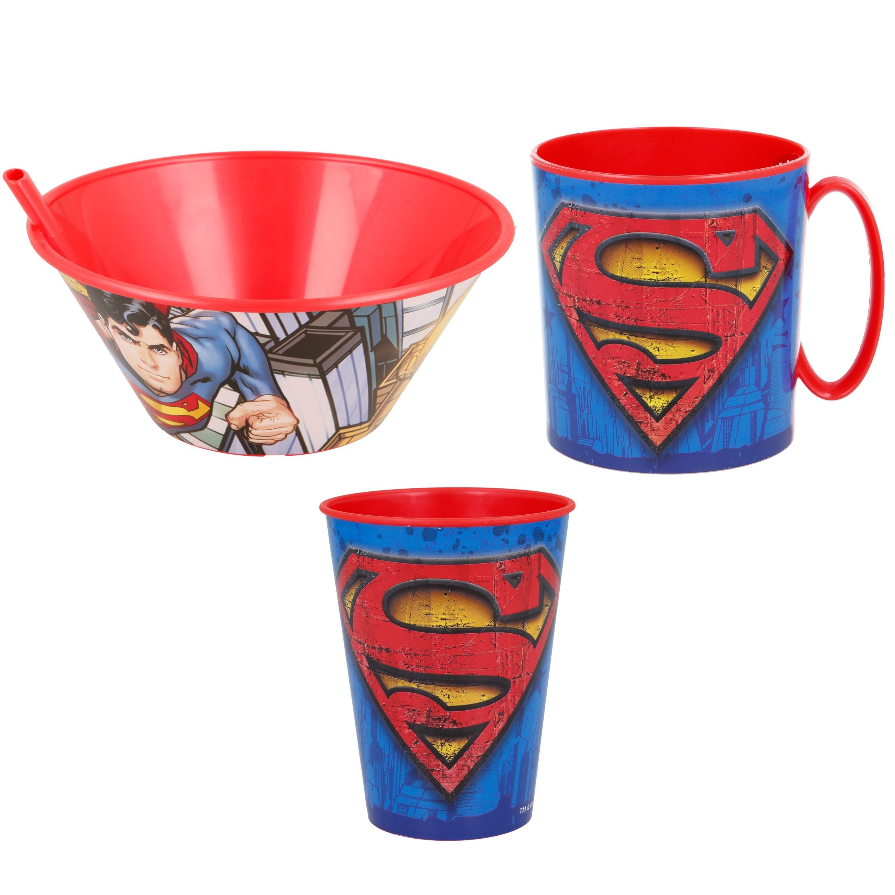 Frühstückset Kunststoff, (3-tlg), Kinder Kindergeschirr-Set Superman