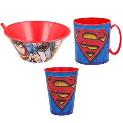 Superman Kindergeschirr-Set (3-tlg), Kunststoff, Kinder Frühstückset
