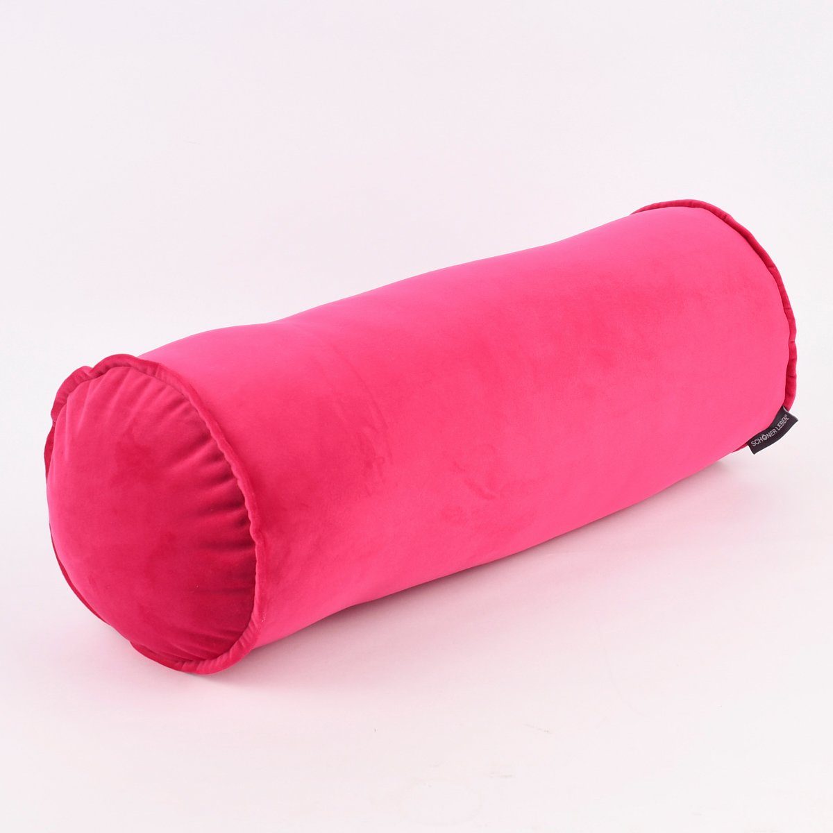 SCHÖNER LEBEN. Dekokissen Nackenrolle aus Samt mit Kederumrandung pink 20x55cm