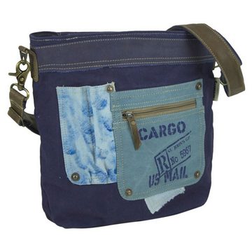 Sunsa Umhängetasche Blaue Canvas Tasche mit Fronttasche und Stifthalter Taschen. Umhängetasche in Vintage Retro design., mit abnehmbaren Schulterriemen