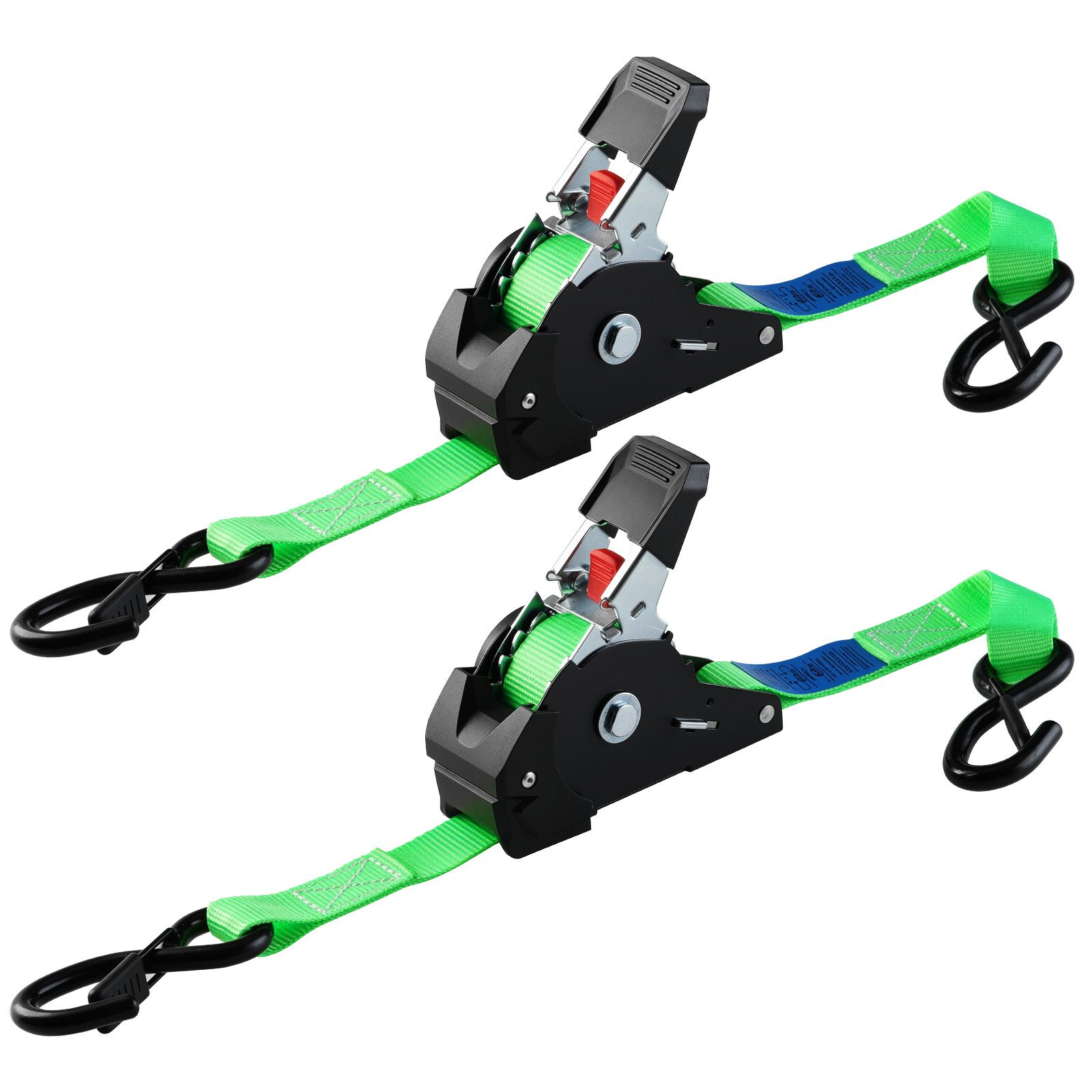TLGREEN Spanngurt Automatik Spanngurte mit S Haken, (2-St., 3 m x 25mm, Selbstaufrollende Spanngurte mit S Haken) 748kg Bruchfestigkeit,für LKW, Anhänger, Motorrad, Fahrrad & Mehr