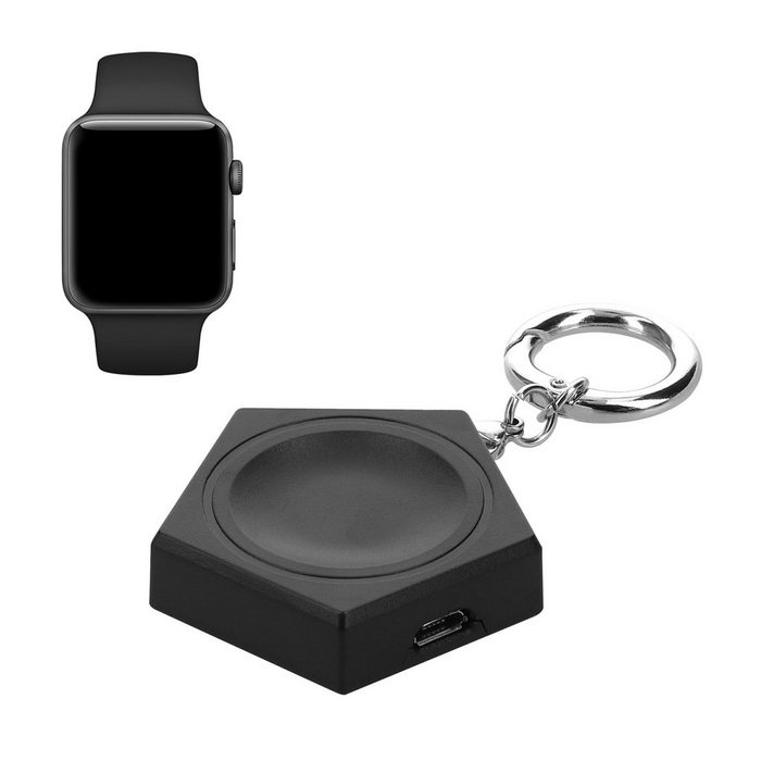 kwmobile Ladegerät für Apple Watch 7 6 5 4 3 2 SE Smartwatch USB-Ladegerät (magnetische Ladestation USB C Micro USB - tragbar - ohne Kabel)