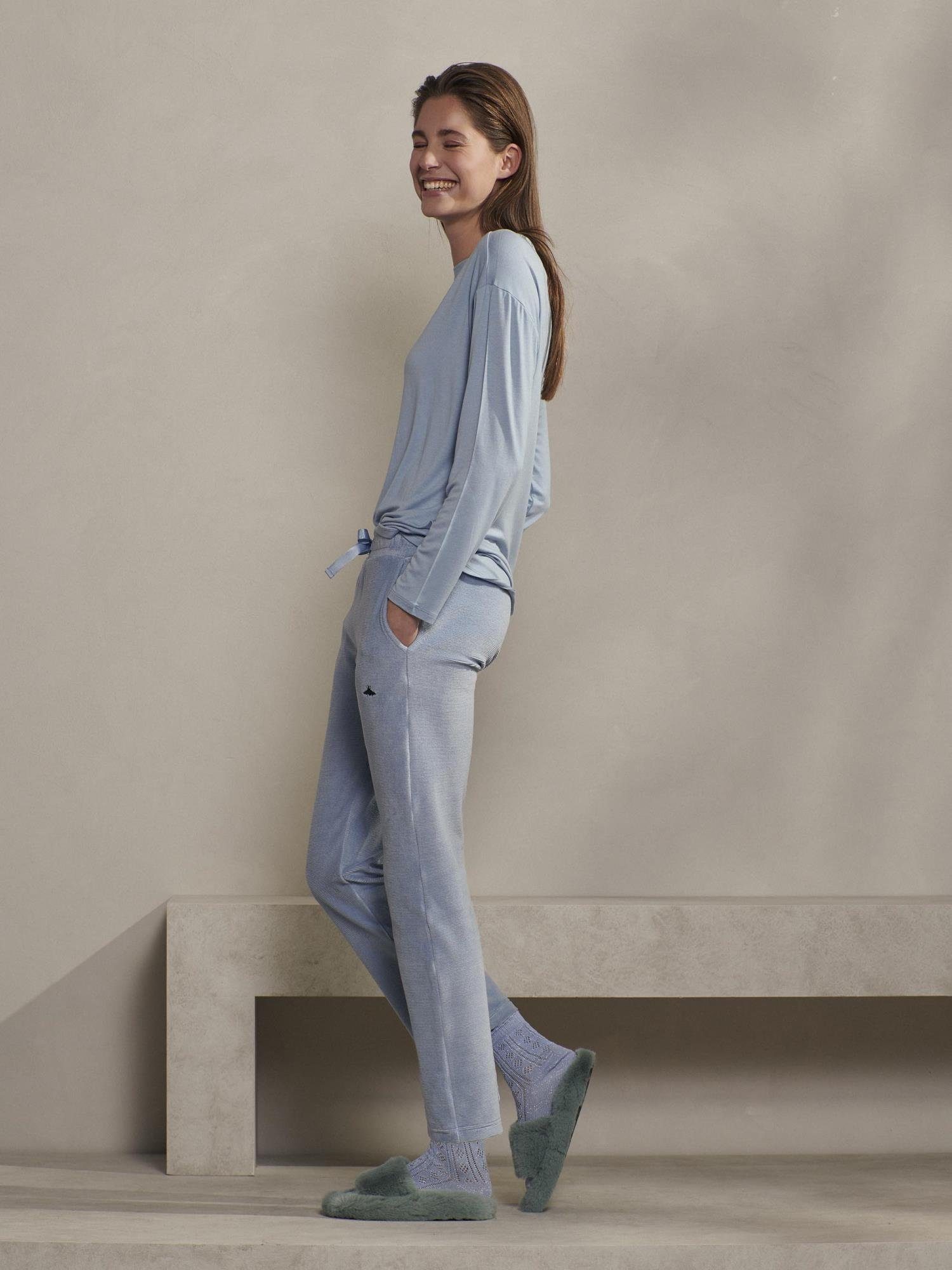 Essenza Pyjamahose blue Uni (1-tlg) chambray Jill