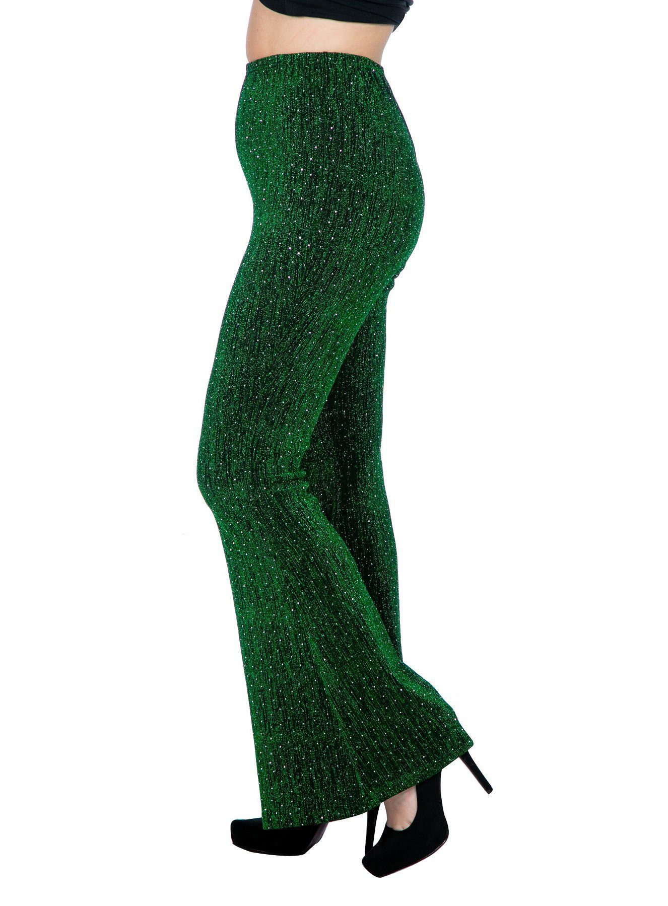 Metamorph Kostüm Disco Leggings für Damen grün, 70er Jahre Schlaghose mit M günstig online kaufen