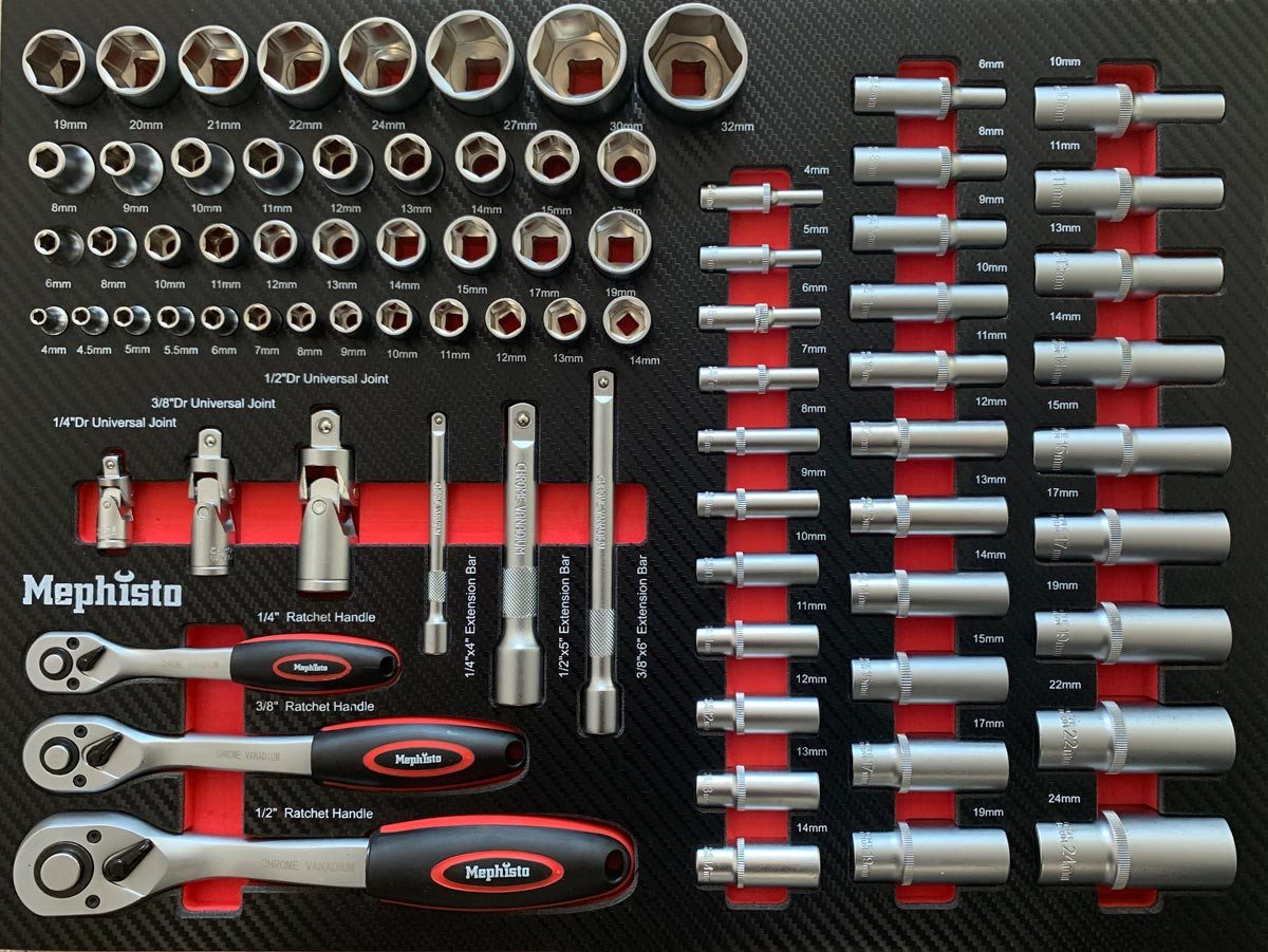 Mephisto-Tools Werkzeugset, (Set), metrisch, inkl. Soft Inlay in Carbon-Opt günstig online kaufen