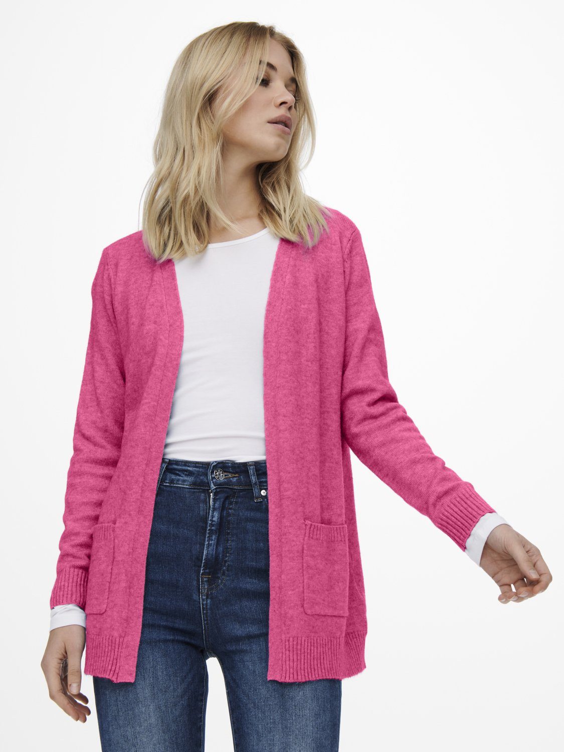 - offen Only female Open Cardigan Damen ONLY Knt Strick-Jacke Cardigan OnlLesly Pink