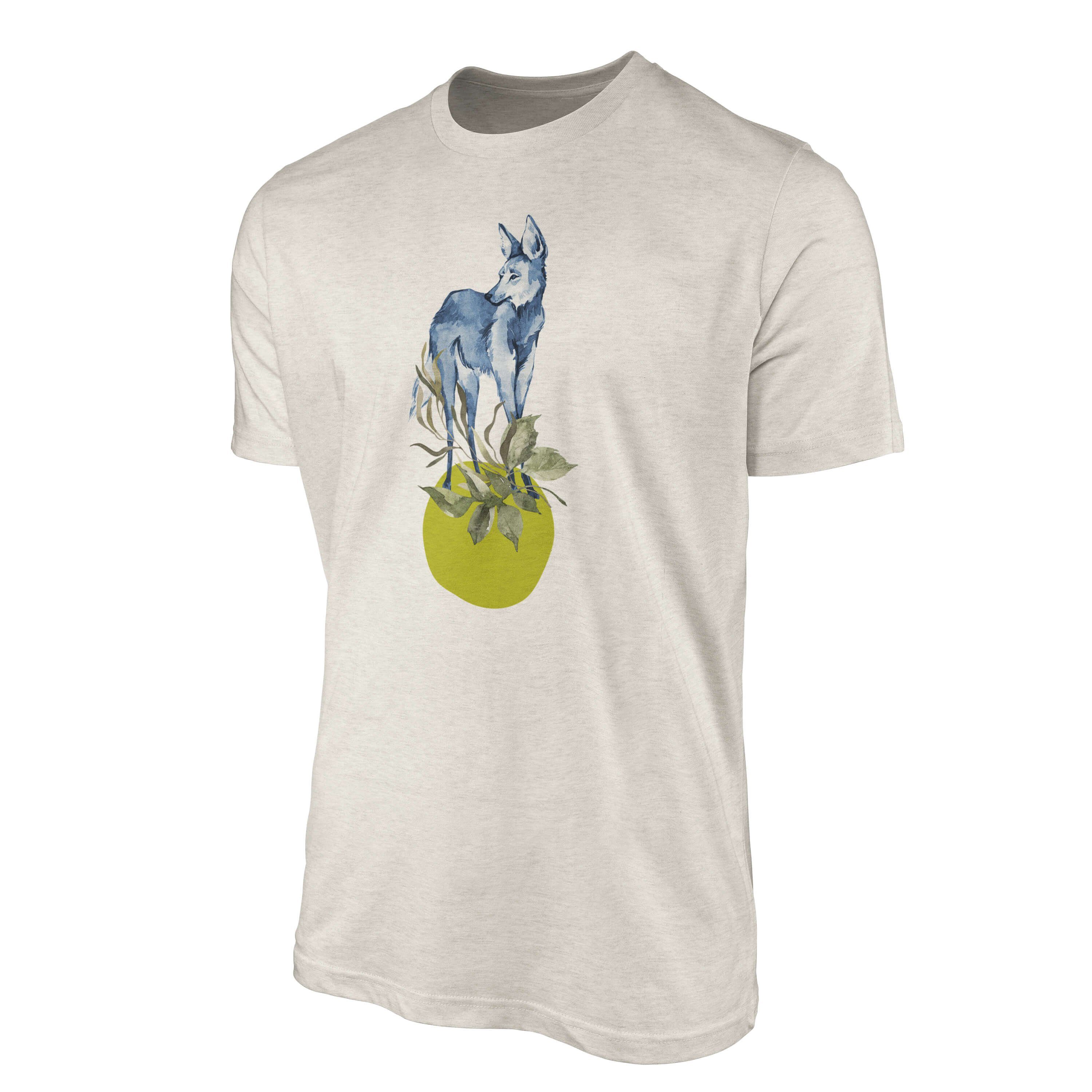 Art gekämmte Sinus T-Shirt ern Shirt Herren Aquarell Nachhaltig aus T-Shirt 100% Bio-Baumwolle Motiv Ökomode (1-tlg) Wildhund