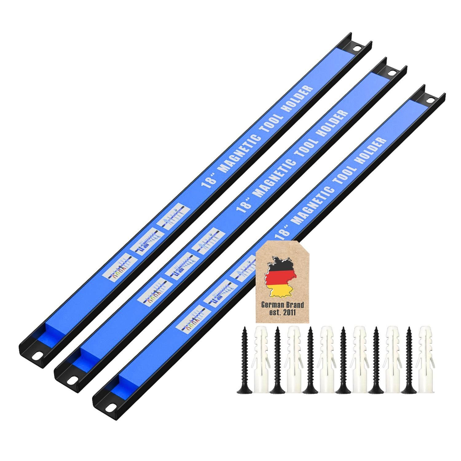 Intirilife Magnethalter Magnetleisten Set Werkzeughalter Wandhalter Leiste für Werkzeug (3-St), 3er Magnetleisten Set für Werkzeug Werkzeughalter 45.5 x 2.3 x 1.3 cm