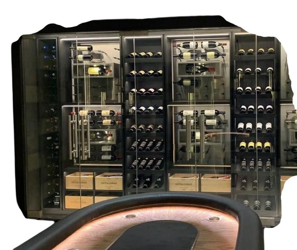 Weinschrank Weinschrank mit Kühler und Flaschenregal in Vitrinenform