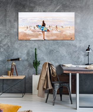 KUNSTLOFT Gemälde Raus aufs Meer 120x60 cm, Leinwandbild 100% HANDGEMALT Wandbild Wohnzimmer