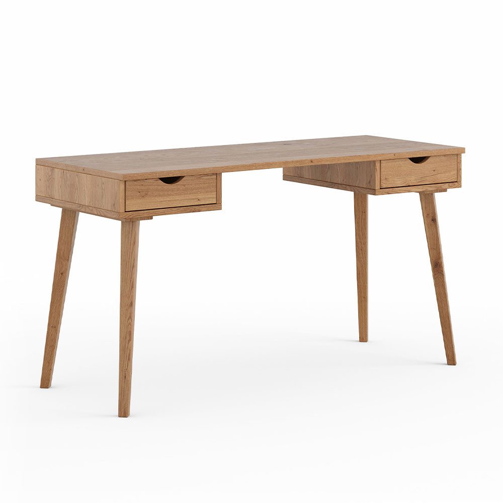 Feldmann-Wohnen Schreibtisch Simona (mit Schubladen, 1-St., Massivholz, geölte Oberfläche), 138x55x75cm Massivholz geölt Eiche Natur