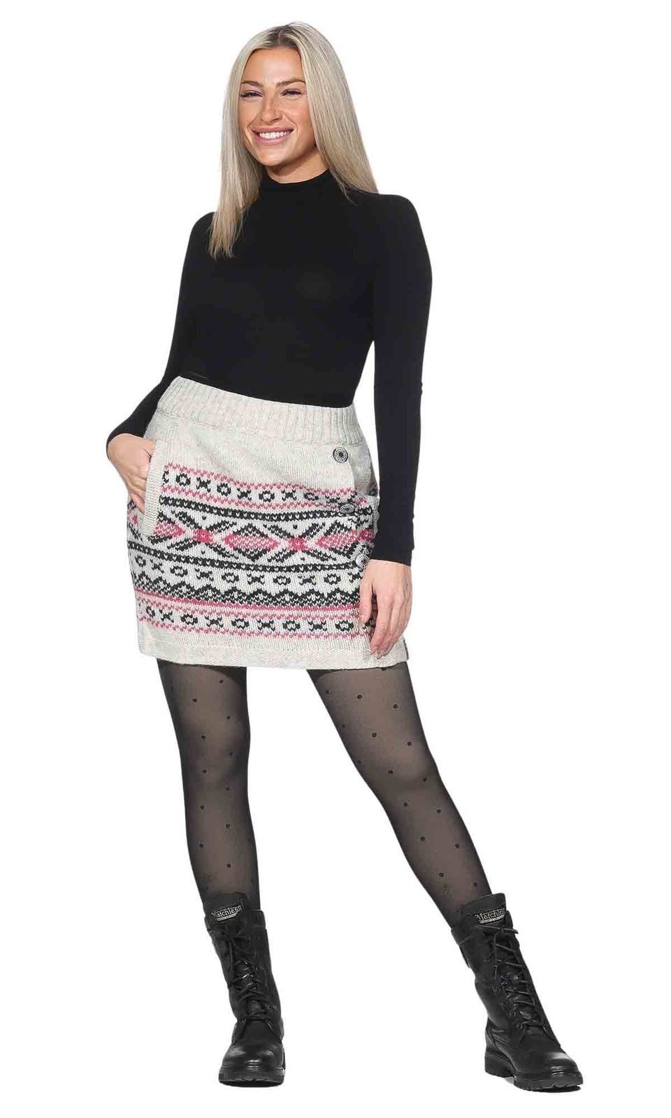 KUNST UND MAGIE Strickrock Bunter Strickrock kurzer Rock+nordischen Mustern günstig online kaufen