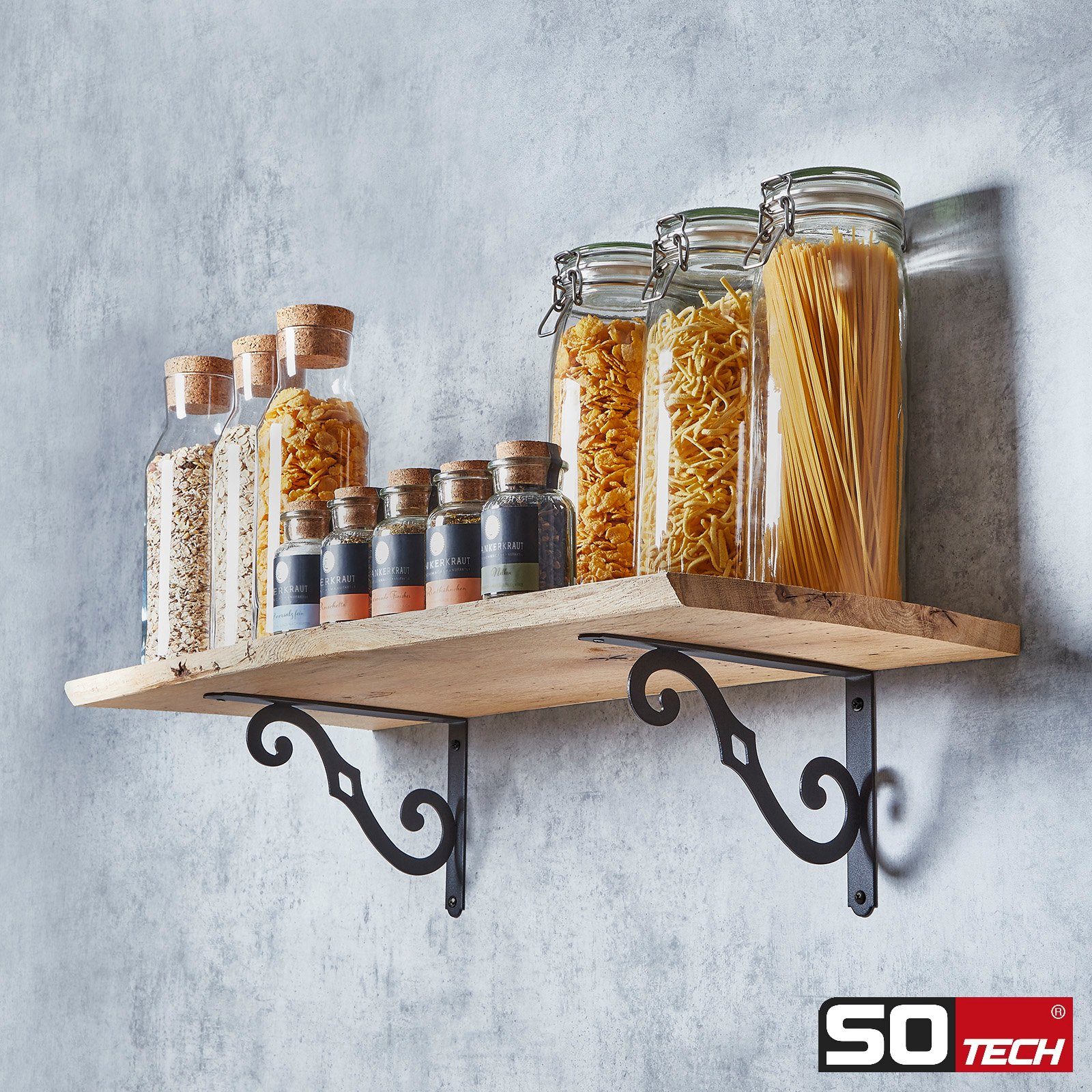 SO-TECH® Wandregalhalter Regalkonsole RK17 schwarz Tragkraft max. 30 kg pro günstig online kaufen