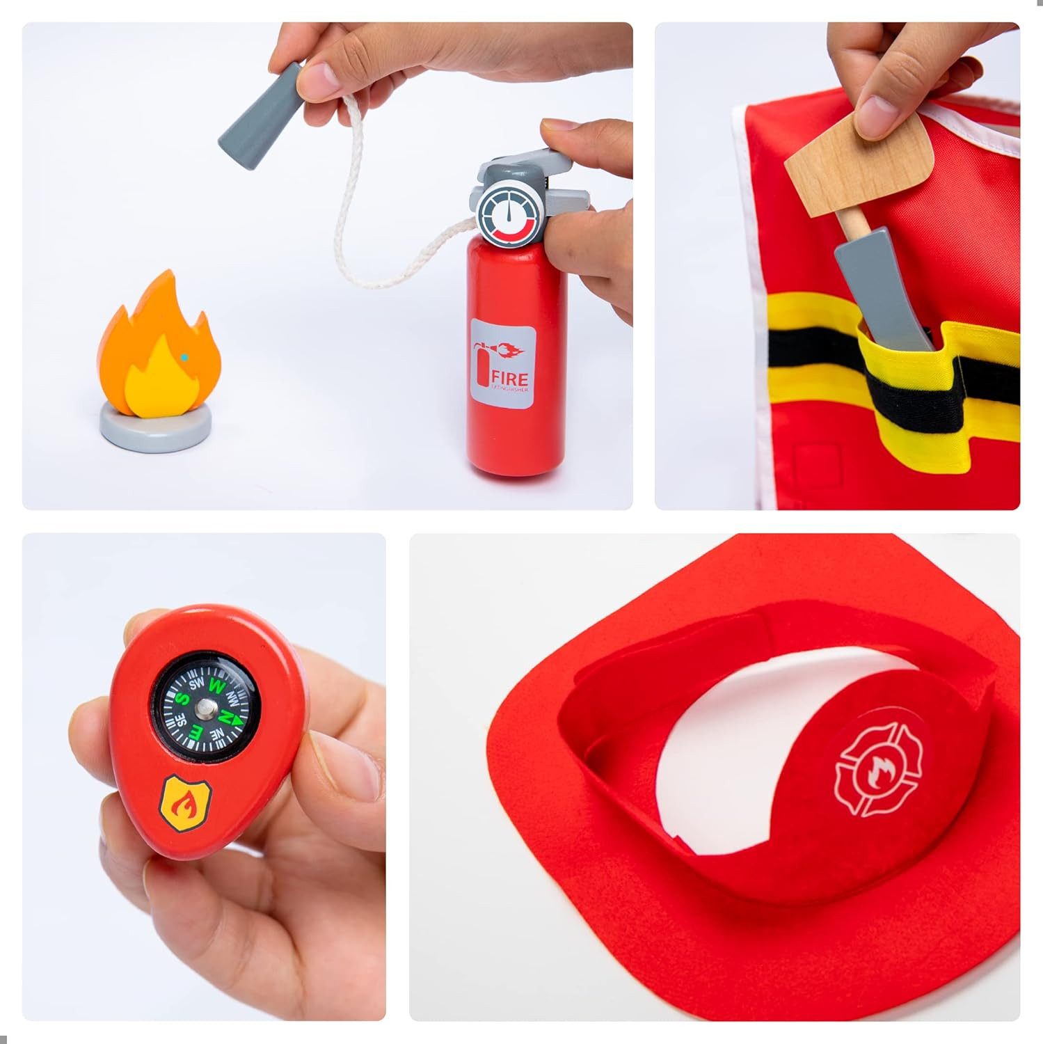 Esun Spielzeug-Polizei Einsatzset Feuerwehr Kostüm Kinder Set, Feuerwehrhelm, Feuerlöscher, Spielzeug, (SET, 14-tlg., Komplettset), Geschenk für Mädchen Jungen  – Bild 5 von 5