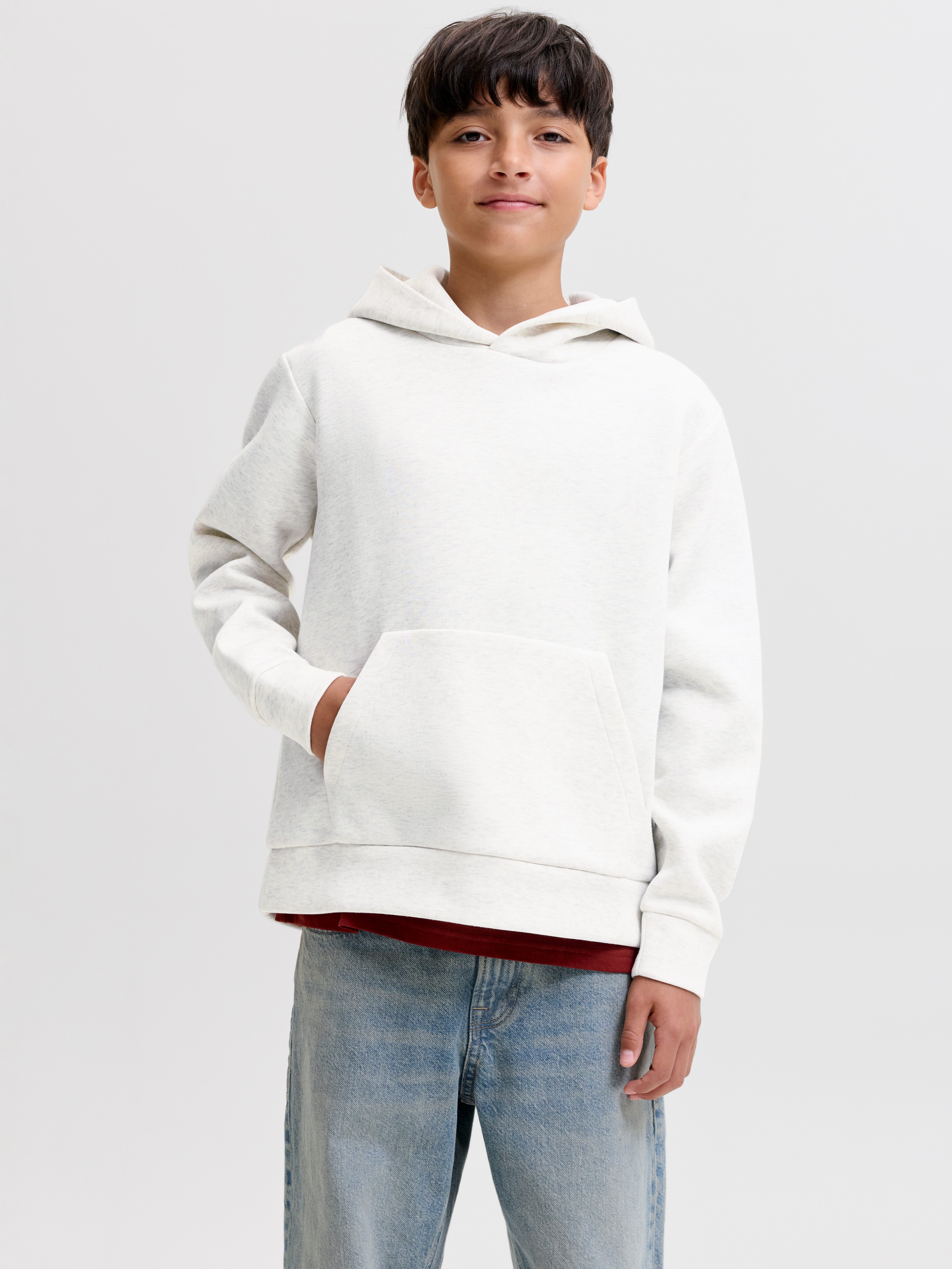Jack & Jones Junior Kapuzensweatshirt JJEBARRON SWEAT HOOD NOOS JNR Materialmix, locker geschnitten