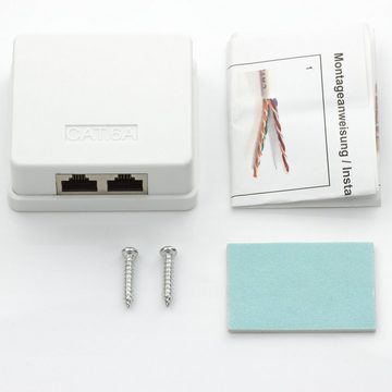 deleyCON deleyCON CAT 6a Netzwerkdose 2x RJ45 Buchse FTP geschirmt Aufputz 3 Netzwerk-Adapter