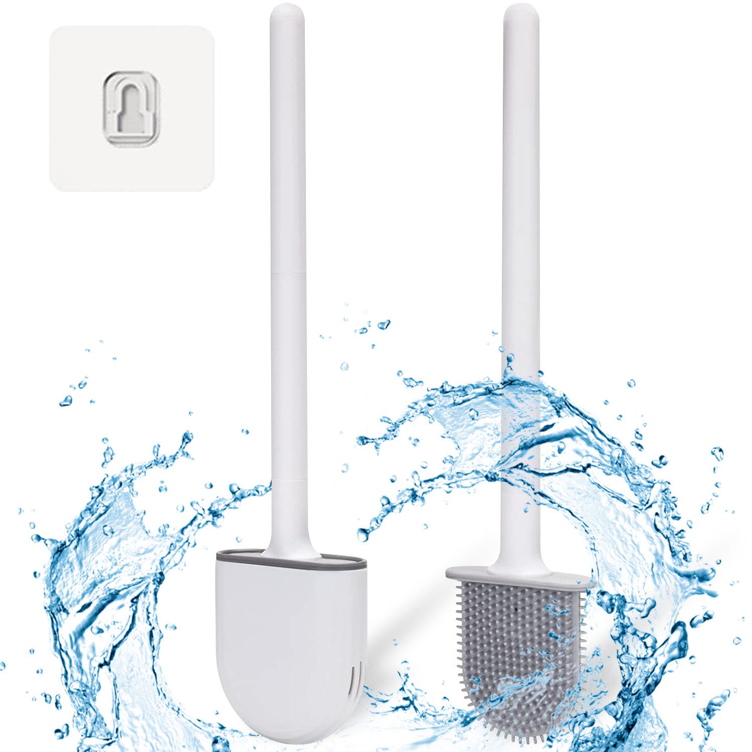 MAQETARA Products WC-Reinigungsbürste Premium Silikon Klobürste für Badezimmer, Bad, WC, Toilette, Reinigung, (Packung), Schnell Trocknende WC Bürste mit Wandbefestigung zum Kleben