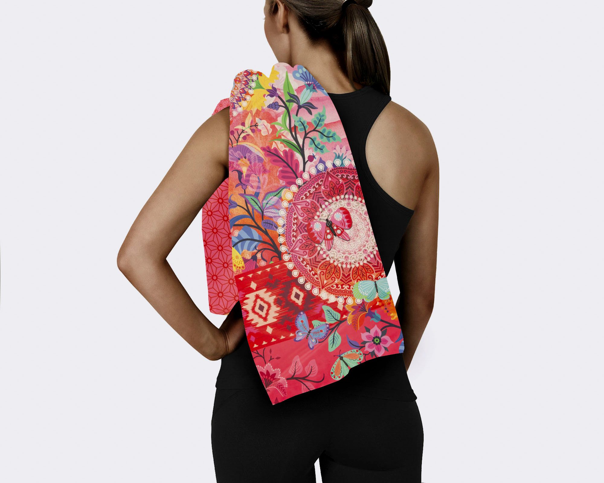hip Sporthandtuch Giselah, Microfaser (Packung, 1-St), Mikrofaser, 50x100, Schnelltrocknend, Reise, Sport, Wendeoptik, Bunt