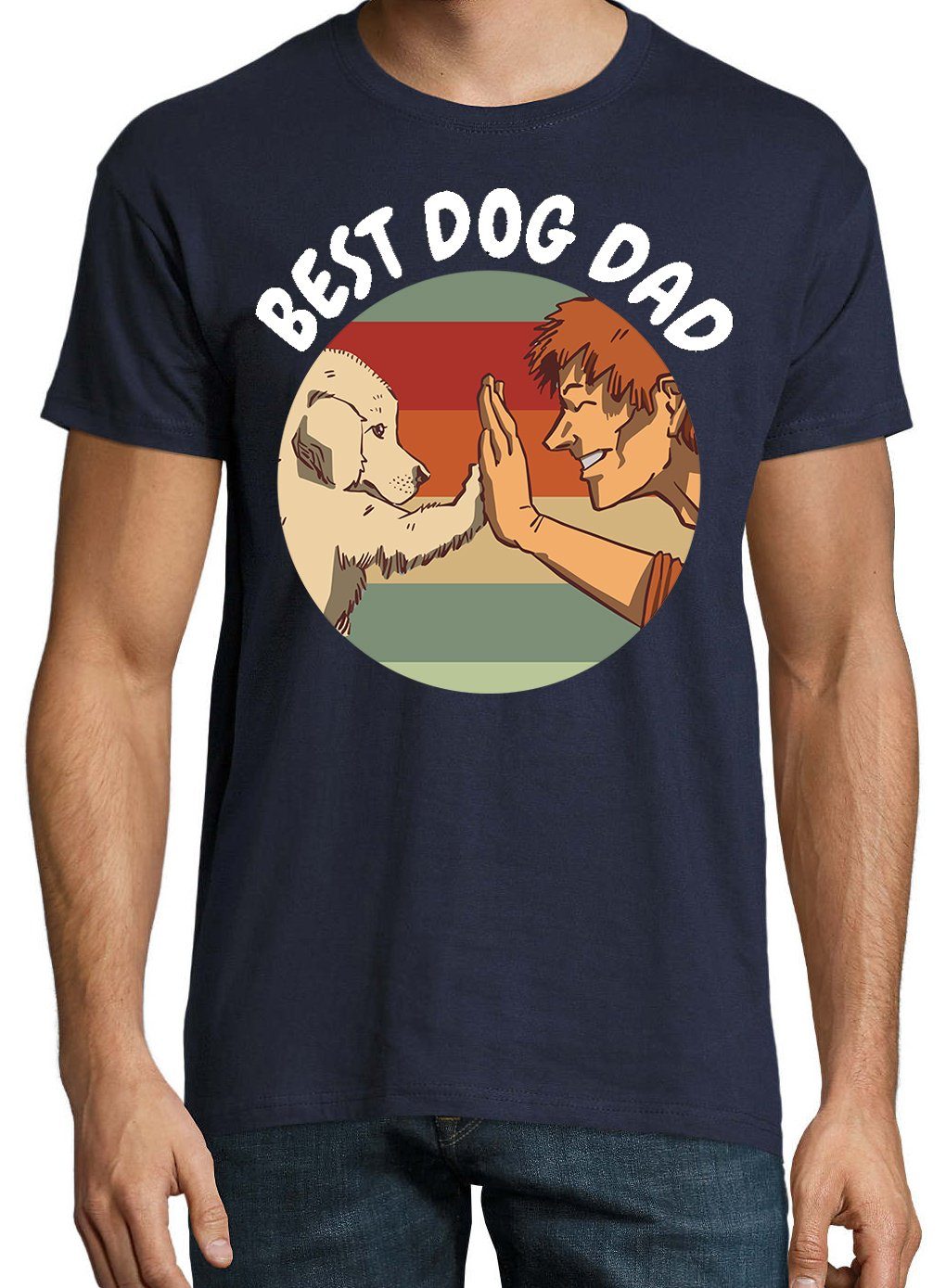 T-Shirt Navyblau Herren Best Designz Dad Youth Hunde Frontprint mit Dog Shirt lustigem