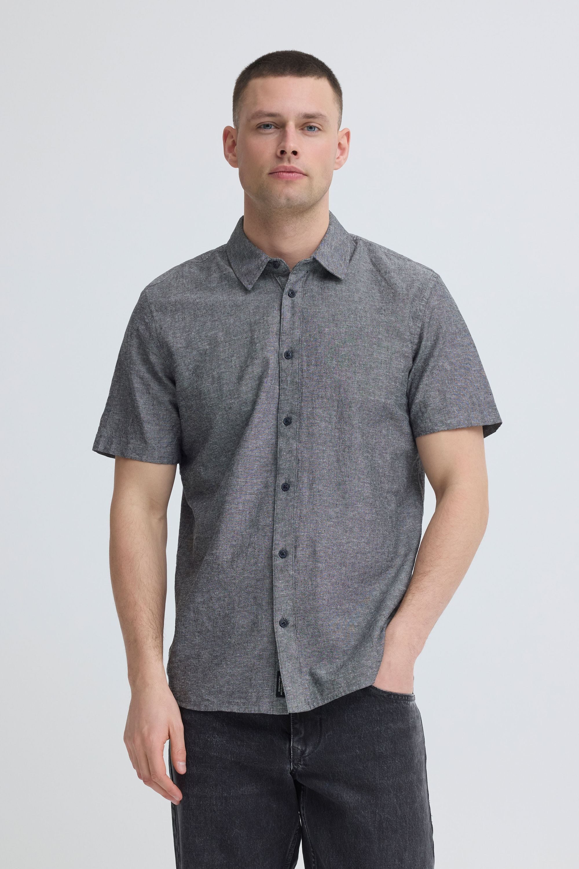 Blend Leinenhemd BHAban Slub Linen Mix Leinen-Mix Hemd in Melange-Optik