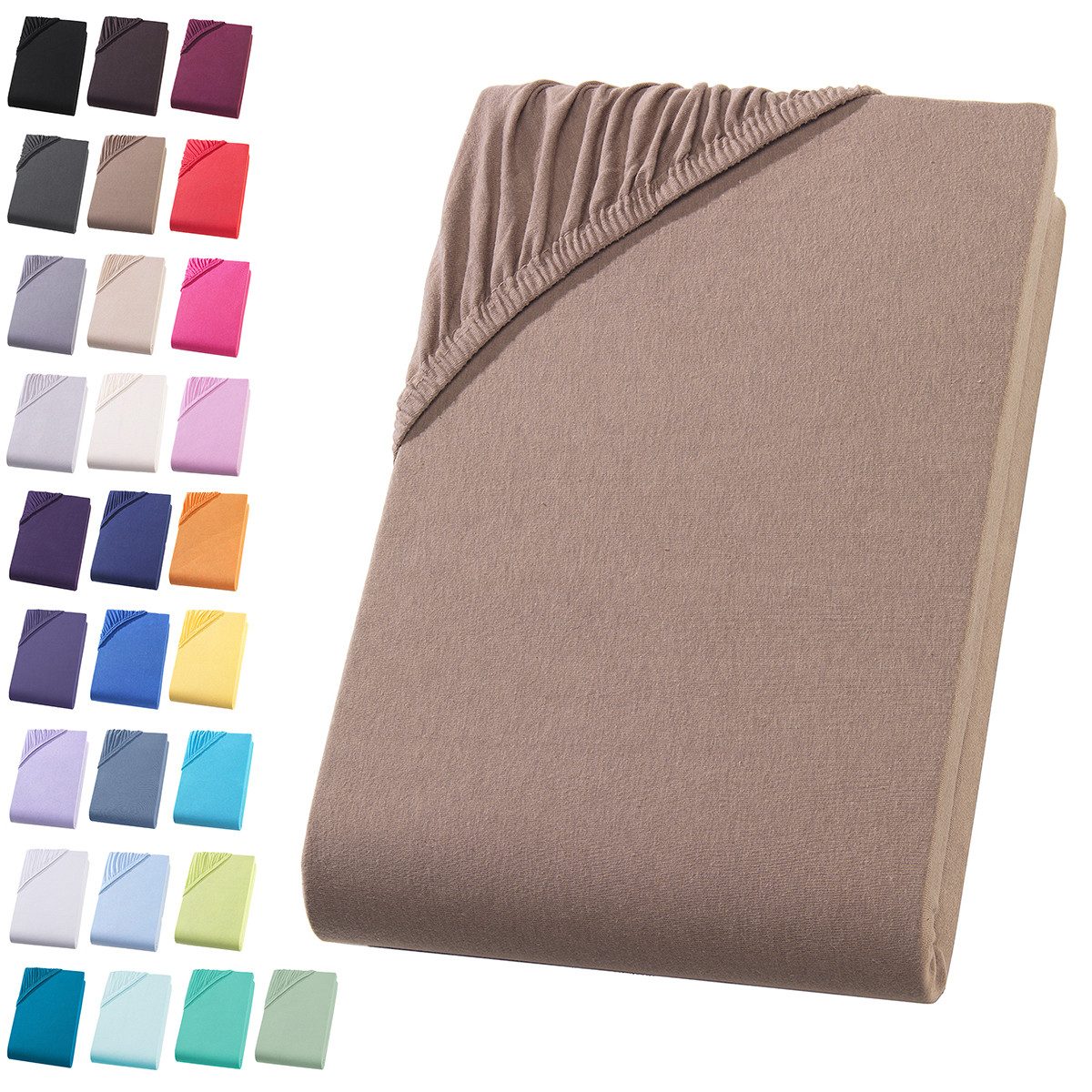 Visaggio Spannbettlaken Jersey aus 100% Baumwolle Boxspringbett / Wasserbett Spannbetttuch, Jersey, Gummizug: rundum, Spannbettlaken, für Matratzenhöhen bis 32 cm, Steghöhe 40 cm