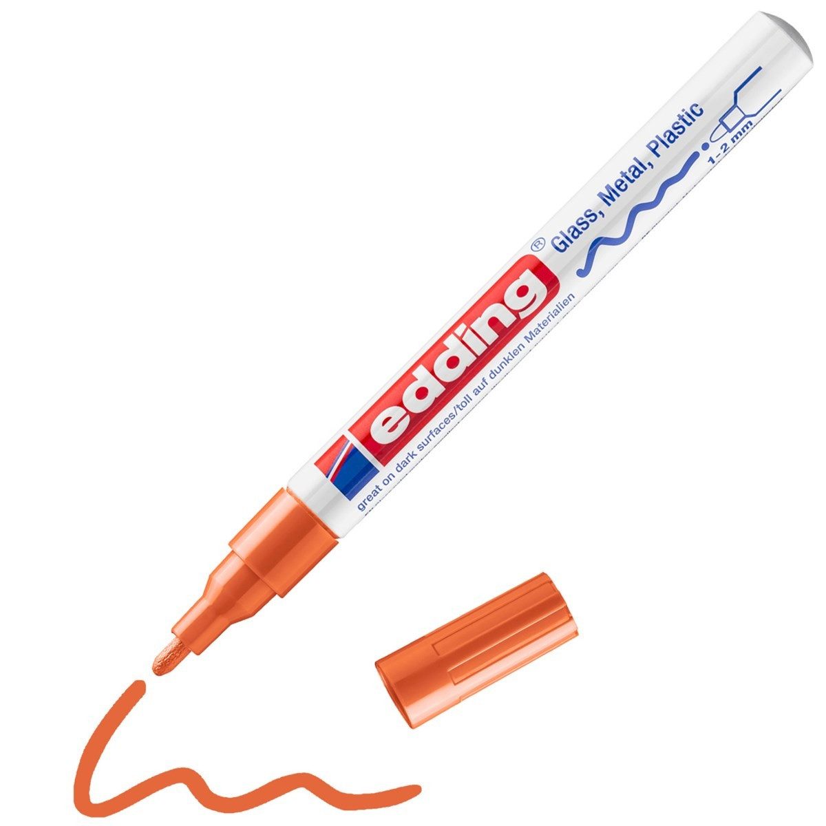 edding Lackmarker Glanzlack-Marker 751 creative Rundspitze 1-2 mm Orange, wasserfest und hitzebeständig bis 400