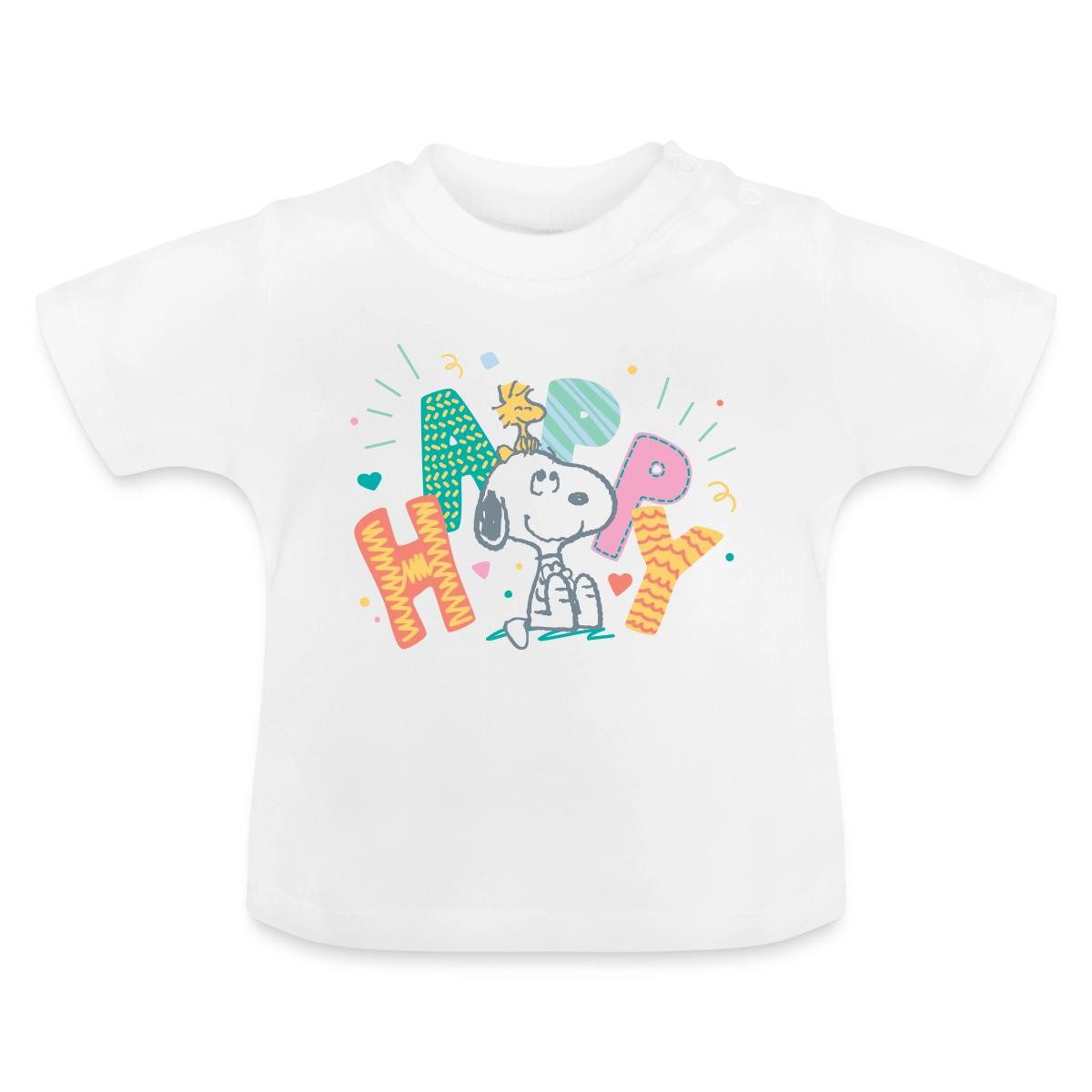 Spreadshirt T-Shirt Peanuts Snoopy Happy Glücklich Baby Bio-T-Shirt mit Rundhals (1-tlg)