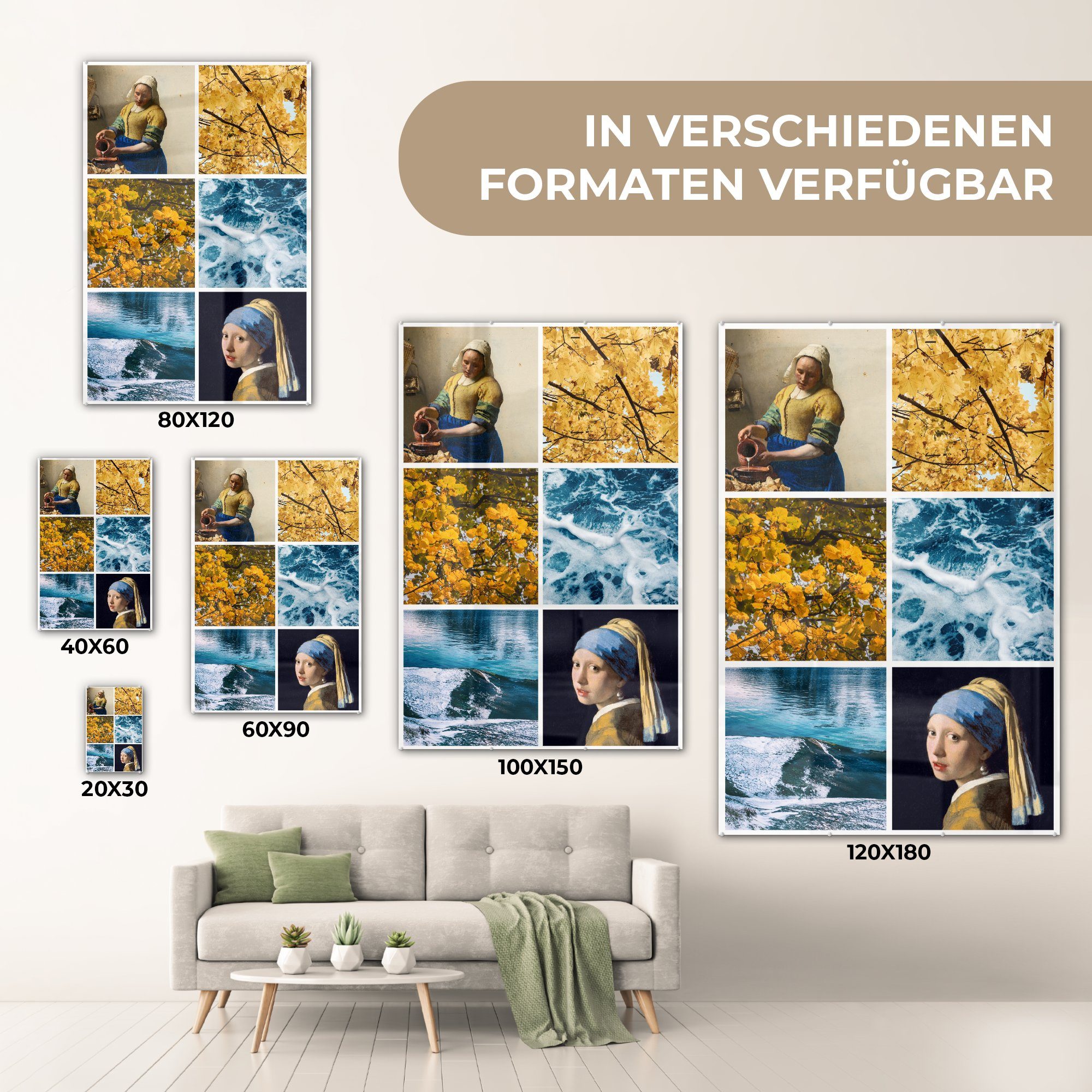 MuchoWow Acrylglasbild Vermeer - Glasbilder Collage Wandbild - auf - Foto St), Natur, - Glas auf Glas Bilder Wanddekoration - (1