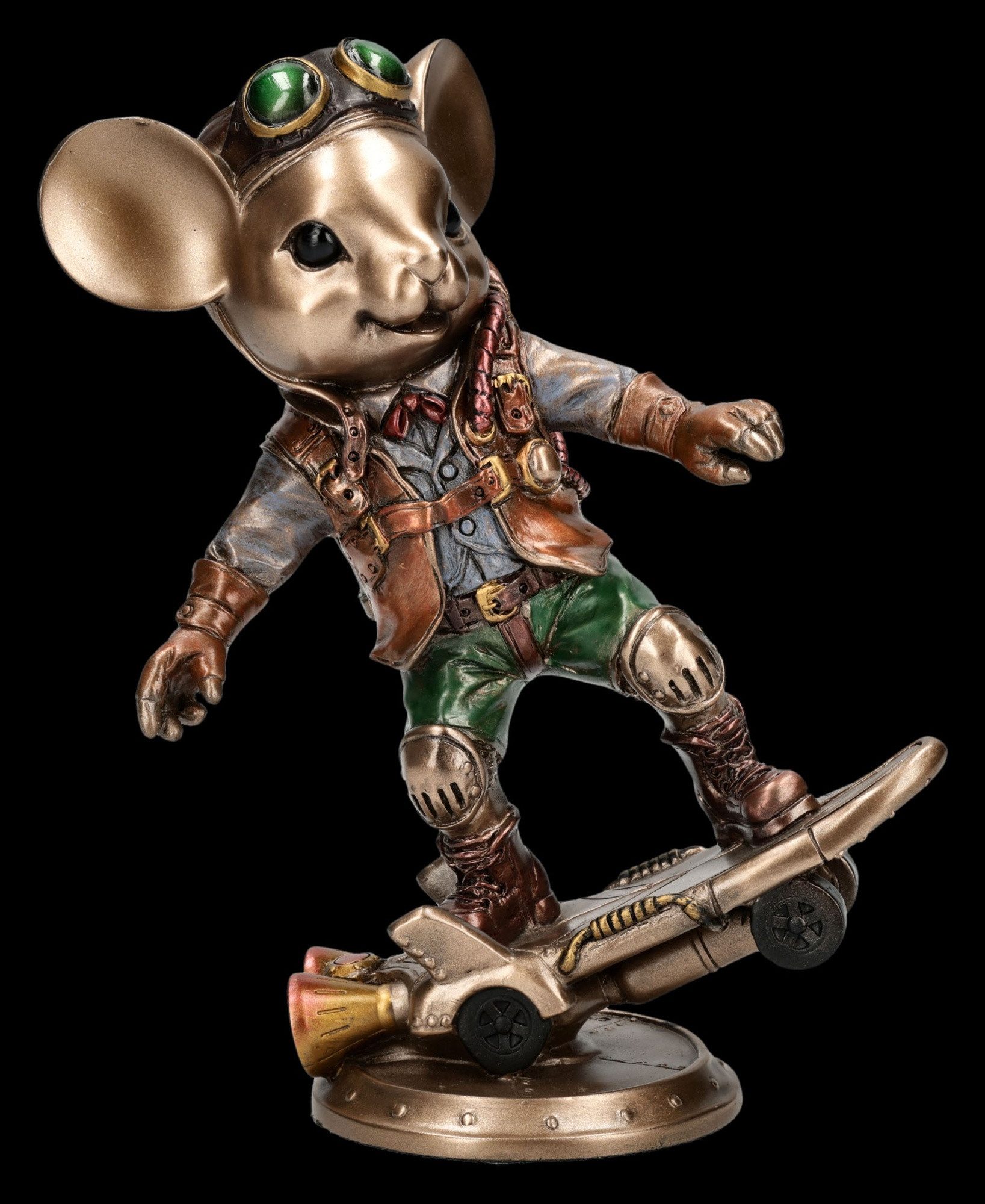 Figuren Shop GmbH Tierfigur Steampunk Maus Figur – Skateboard Statue Veronese 14 cm Dekofigur