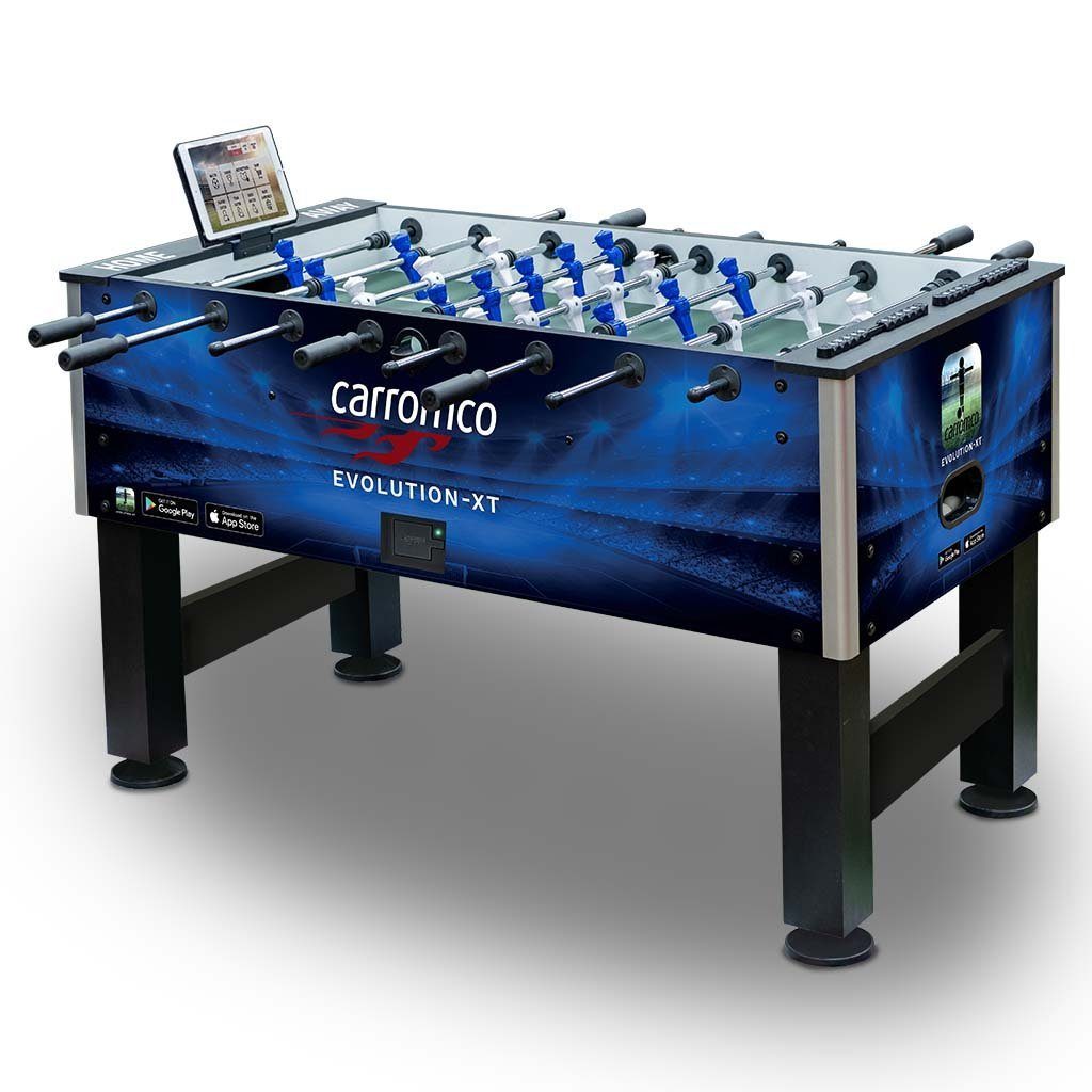 Carromco Kickertisch Kickertisch EVOLUTION-XT Profi Kicker mit App-Funktion  für Smartphones und Tablets - 63kg - Tischfussball in schwerer Ausführung  mit hochwertigen Details, inkl. 4x Kickerball, App-gesteuerter Kicker